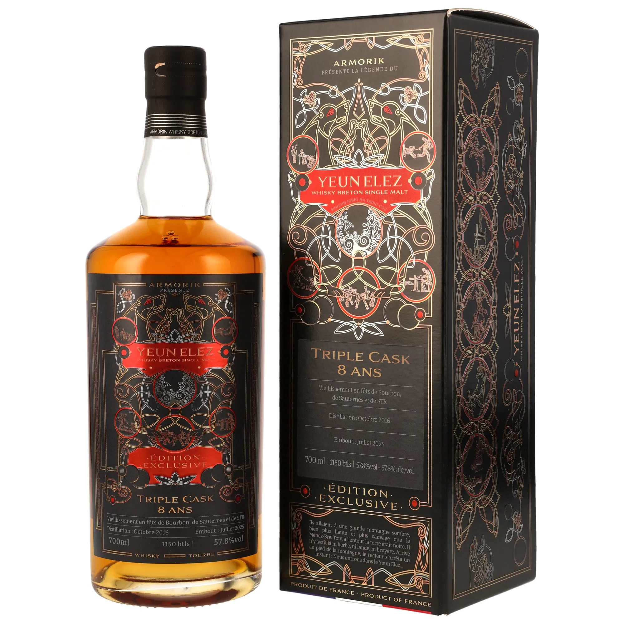 Armorik Yeun Elez Triple Cask Small Batch 8 Year Old, Bourbon, Sauternes & STR Cask, 2025, 57.8%