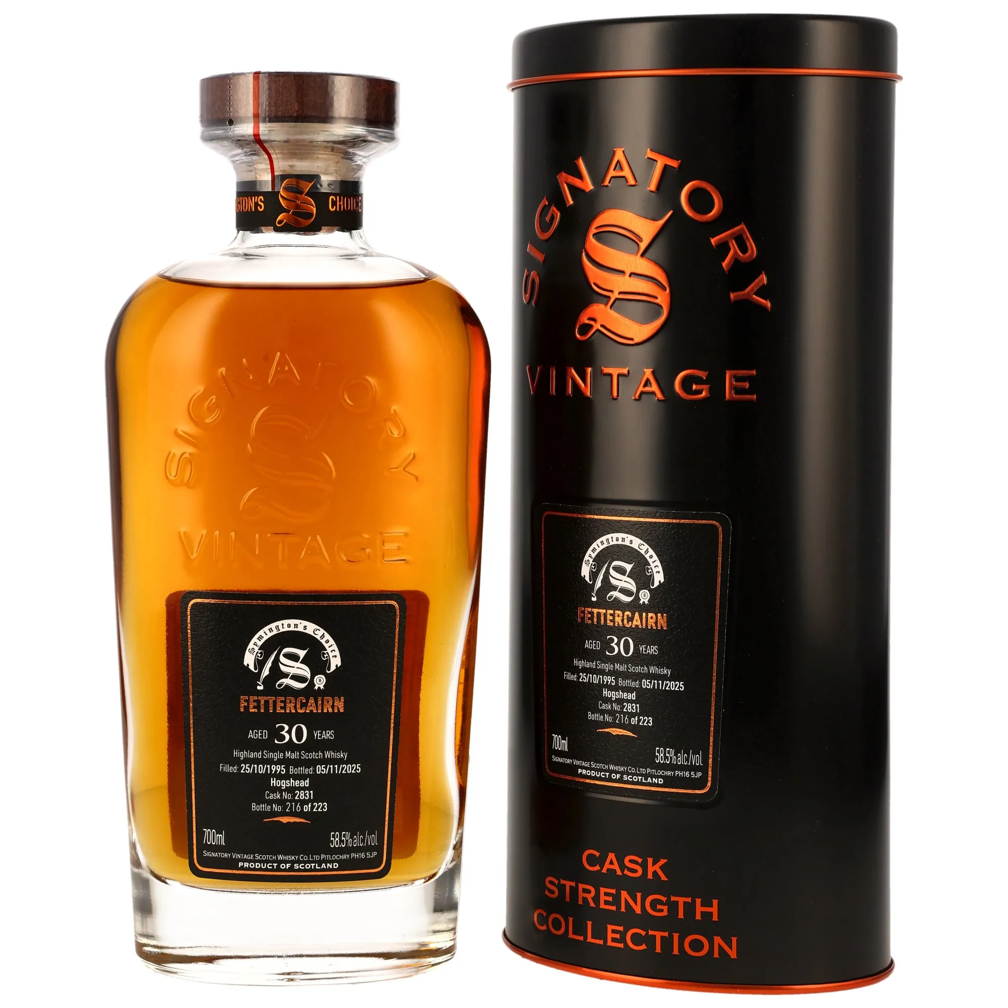 Fettercairn Symington's Choice 30 Year Old, Hogshead Cask, Cask #2831, 1995, Signatory Vintage, 58.5%