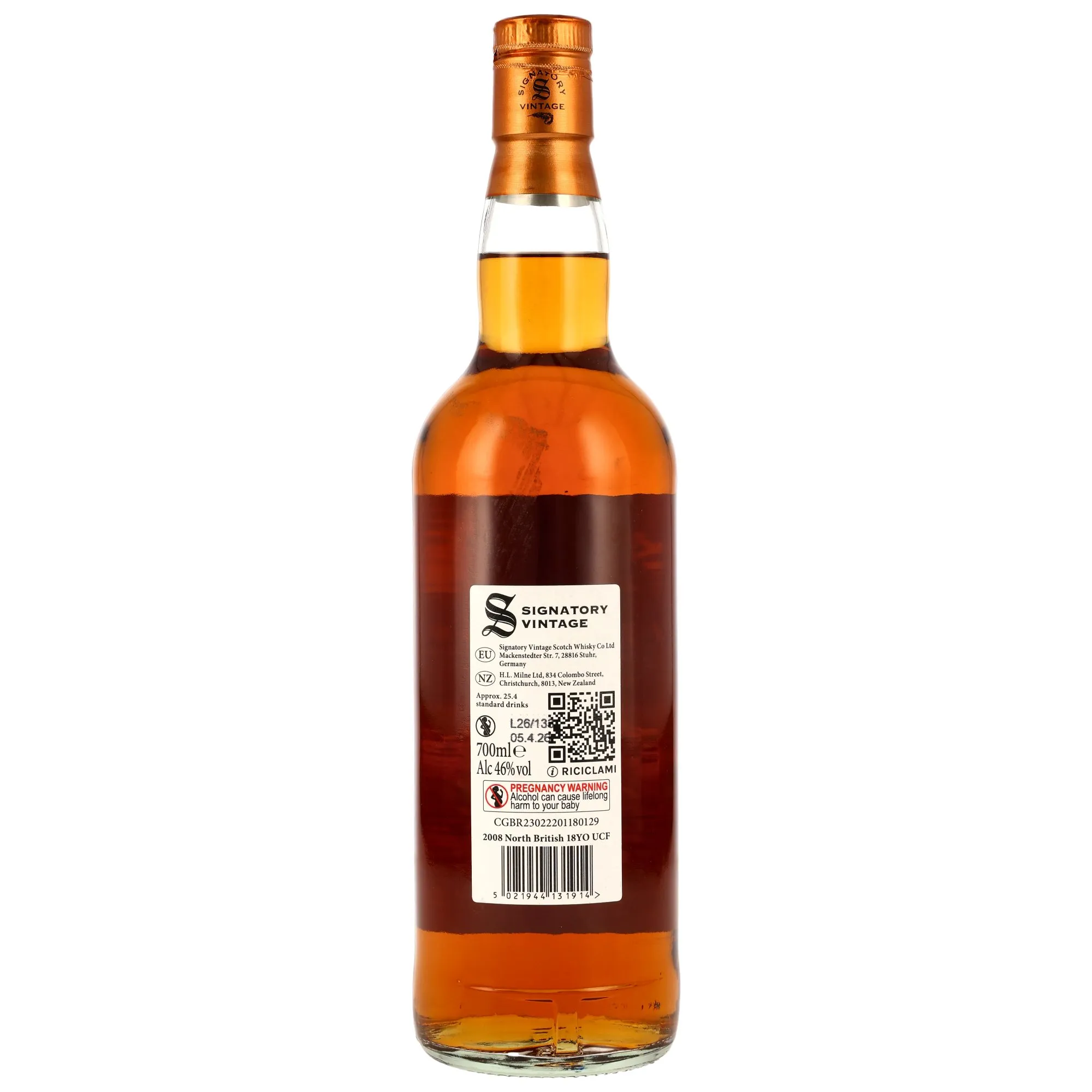 North British 2008/2026 - 18 Year Old - Single Grain 1st Fill Sherry & Refill Bourbon Casks - Sig un-chill