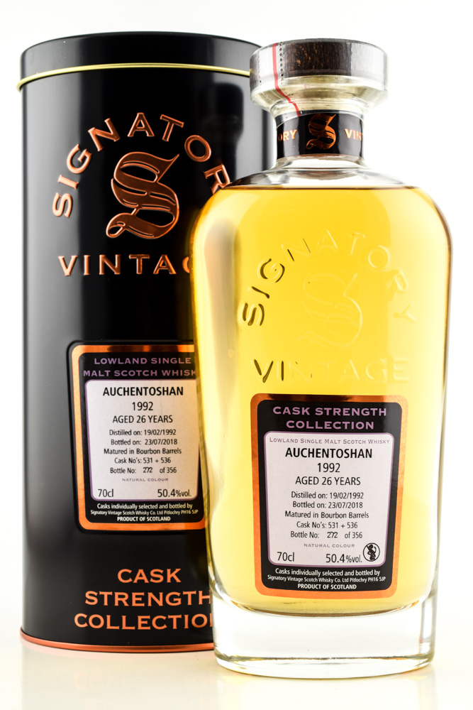 Auchentoshan 26 Jahre 1992/2018 Bourbon Barrels #531 & #536 Signatory Cask strength Coll. 50,4%vol.