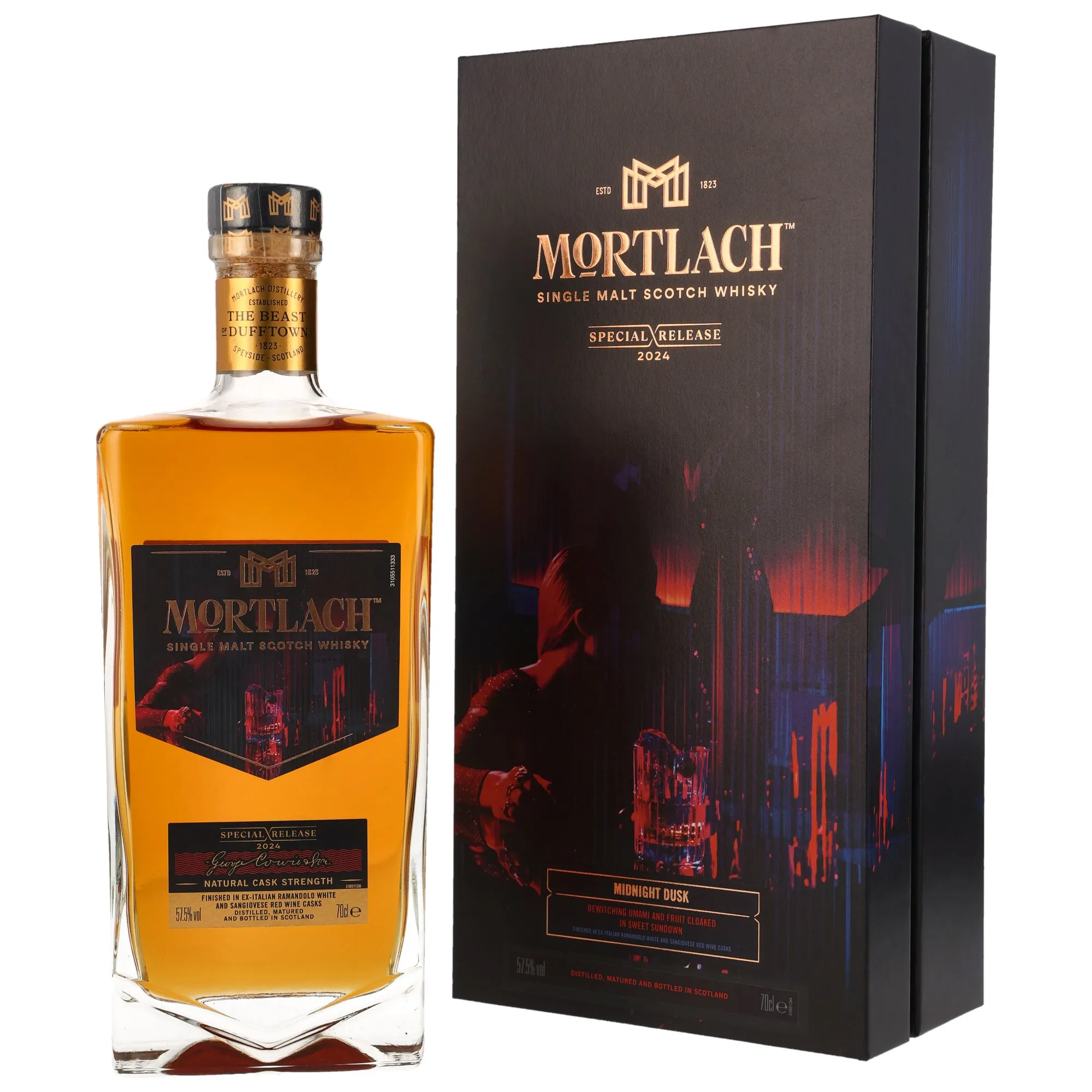 Mortlach Midnight Dusk Diageo Special Releases 2024, Bourbon, Ramandolo & Sangiovese Wine Cask, 2024, 57.5%, 70cl