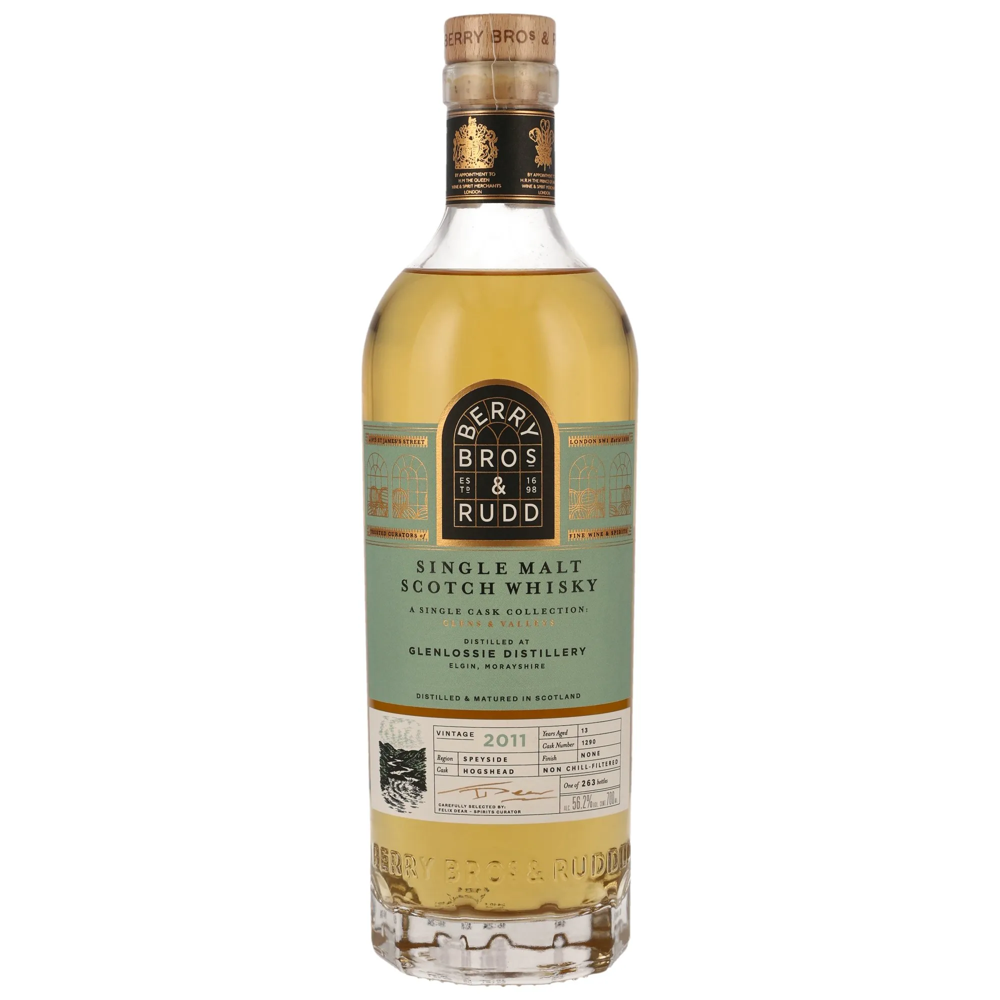 Glenlossie Glens & Valleys 13 Year Old, Hogshead Cask, Cask #1290, 2011, Berry Bros & Rudd, 56.2%
