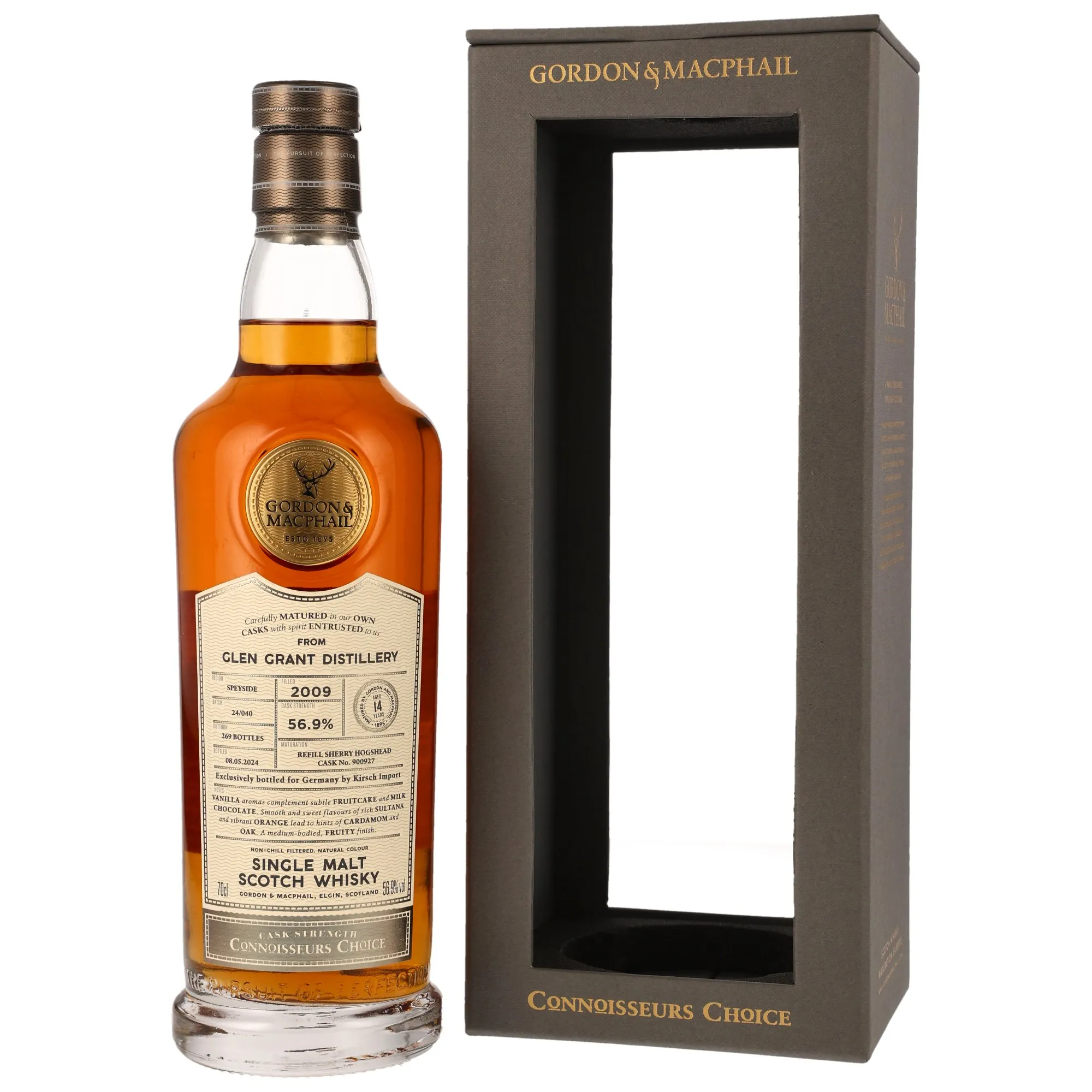 Glen Grant Connoisseurs Choice Cask Strength 14 Year Old, Refill Sherry Hogshead Cask, Cask #900927, 2009, Gordon & MacPhail, 56.9%