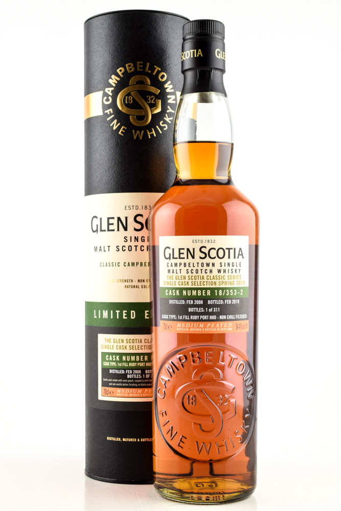 Glen Scotia 2008/2019 1st-fill Ruby Port Hogshead # 18 / 353-2 54.4% vol. 0,7l