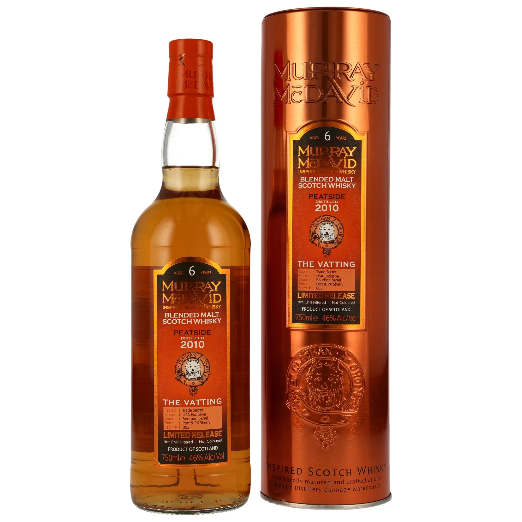Peatside The Vatting 6 Year Old, Bourbon, Port & PX Sherry Cask, Batch No. 003, 2010, Murray McDavid, 46%