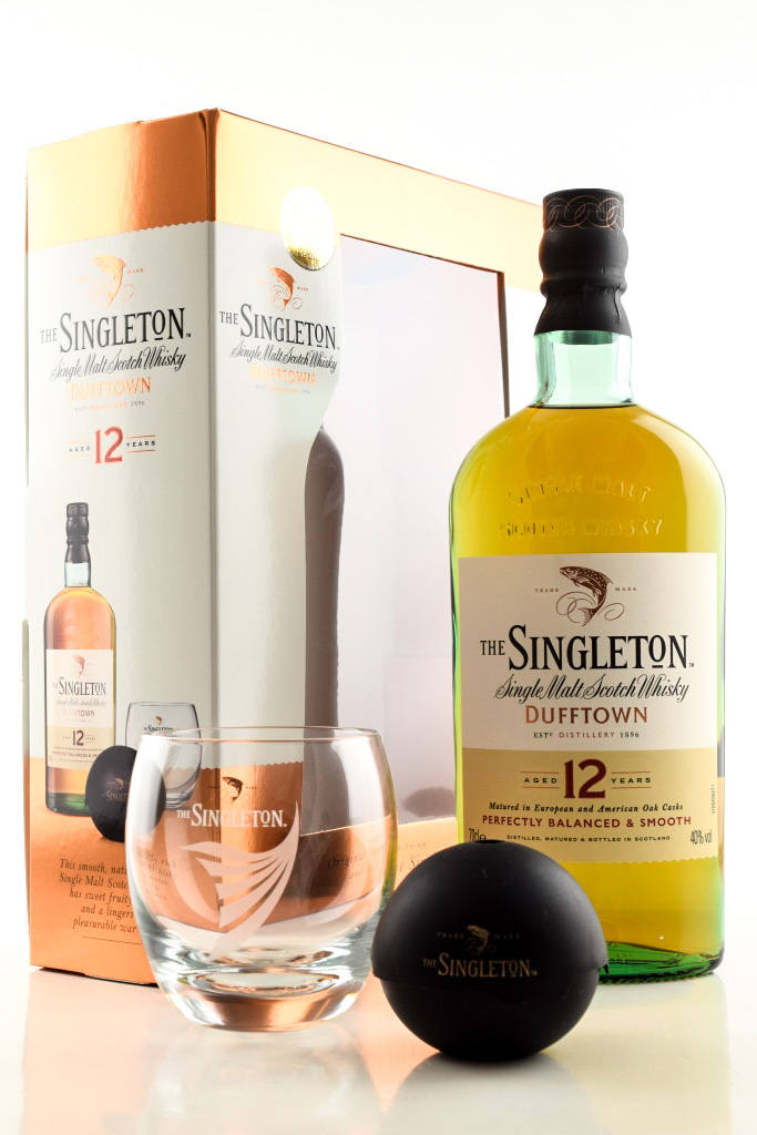 The Singleton of Dufftown 12 Year Old 40% vol. 0,7 l with glass and Ice Ball Mold The Singleton of Dufftown 12 Year Old 40% vol. 0,7 l with glass and Ice Ball Mold