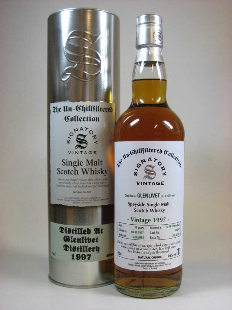 Glenlivet 15 Jahre 1997/2013 1st fill Sherry Butt Un-Chillfiltered Signatory 46%vol. 0,7l