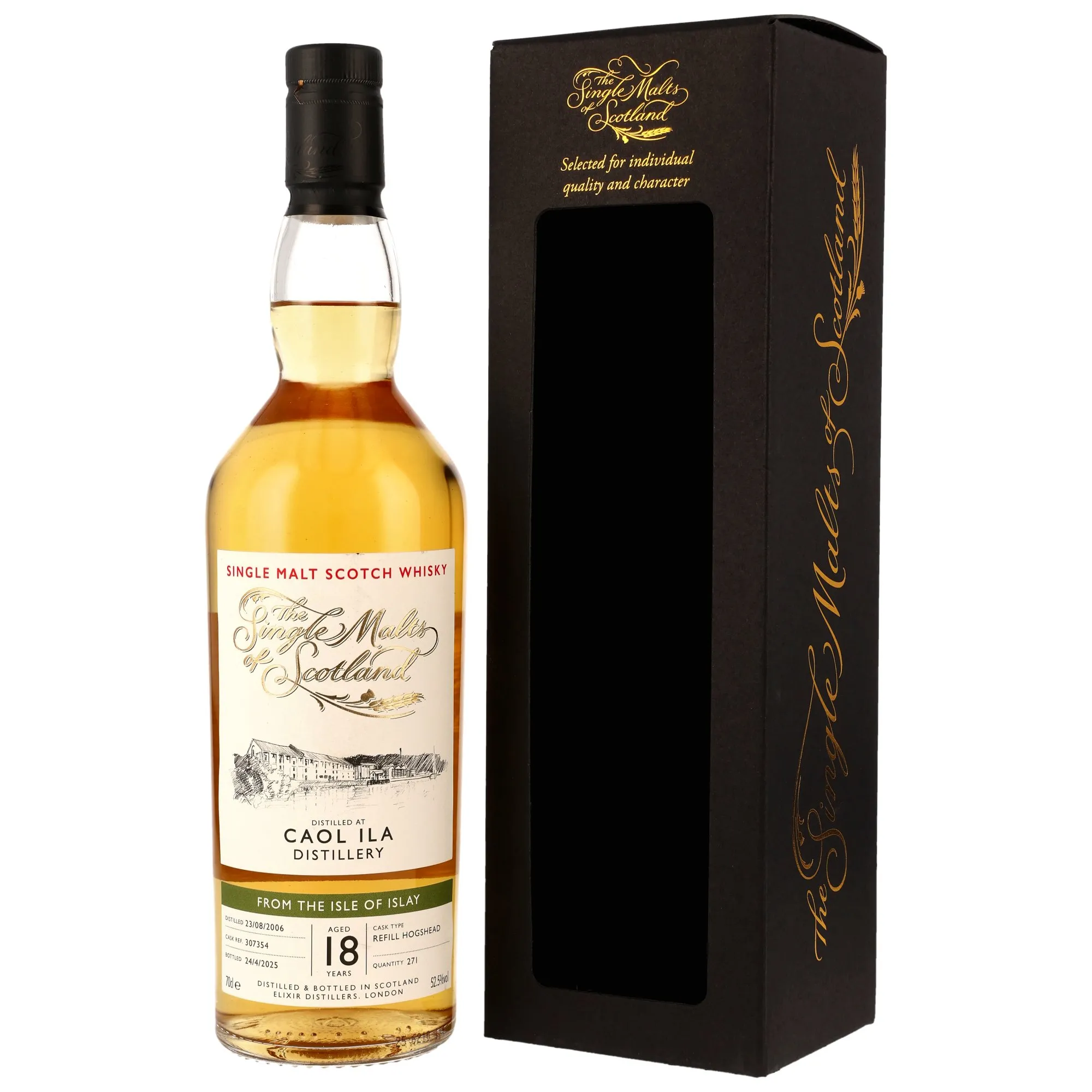 Caol Ila The Single Malts of Scotland 18 Year Old, Refill Hogshead Cask, Cask #307354, 2006, Elixir Distillers, 52.5%