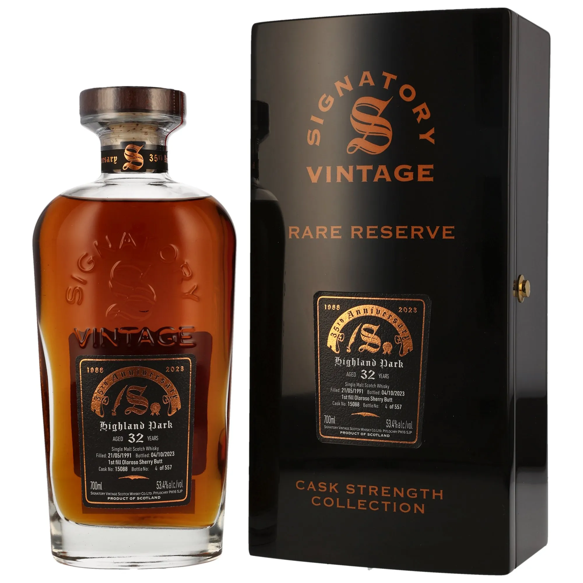 Highland Park 35th Anniversary Rare Reserve 32 Year Old, Sherry Cask, Cask #15088, 1991, Signatory Vintage, 53.4%