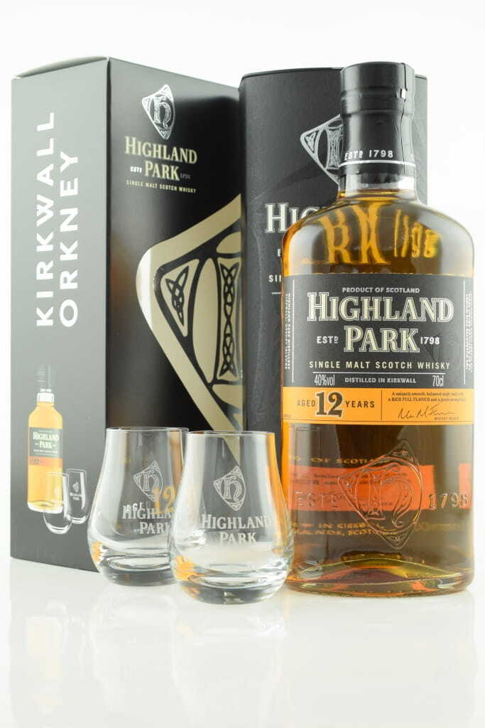 Highland Park 12 Year Old 40% vol. 0.7l with 2 glasses Highland Park 12 Year Old 40% vol. 0.7l with 2 glasses