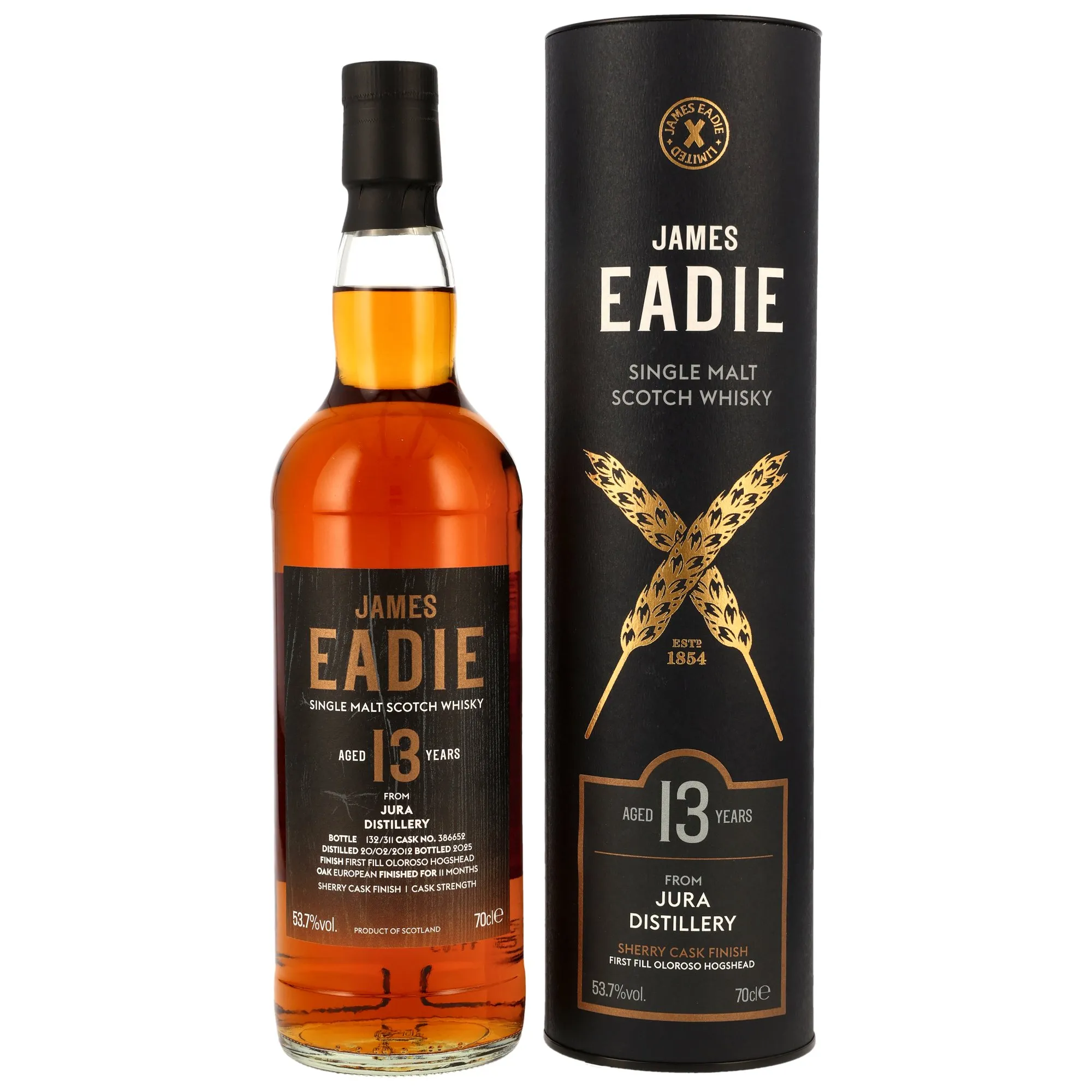 Jura Oloroso Sherry Hogshead 13 Year Old, Cask #386652, 2012, James Eadie, 53.7%