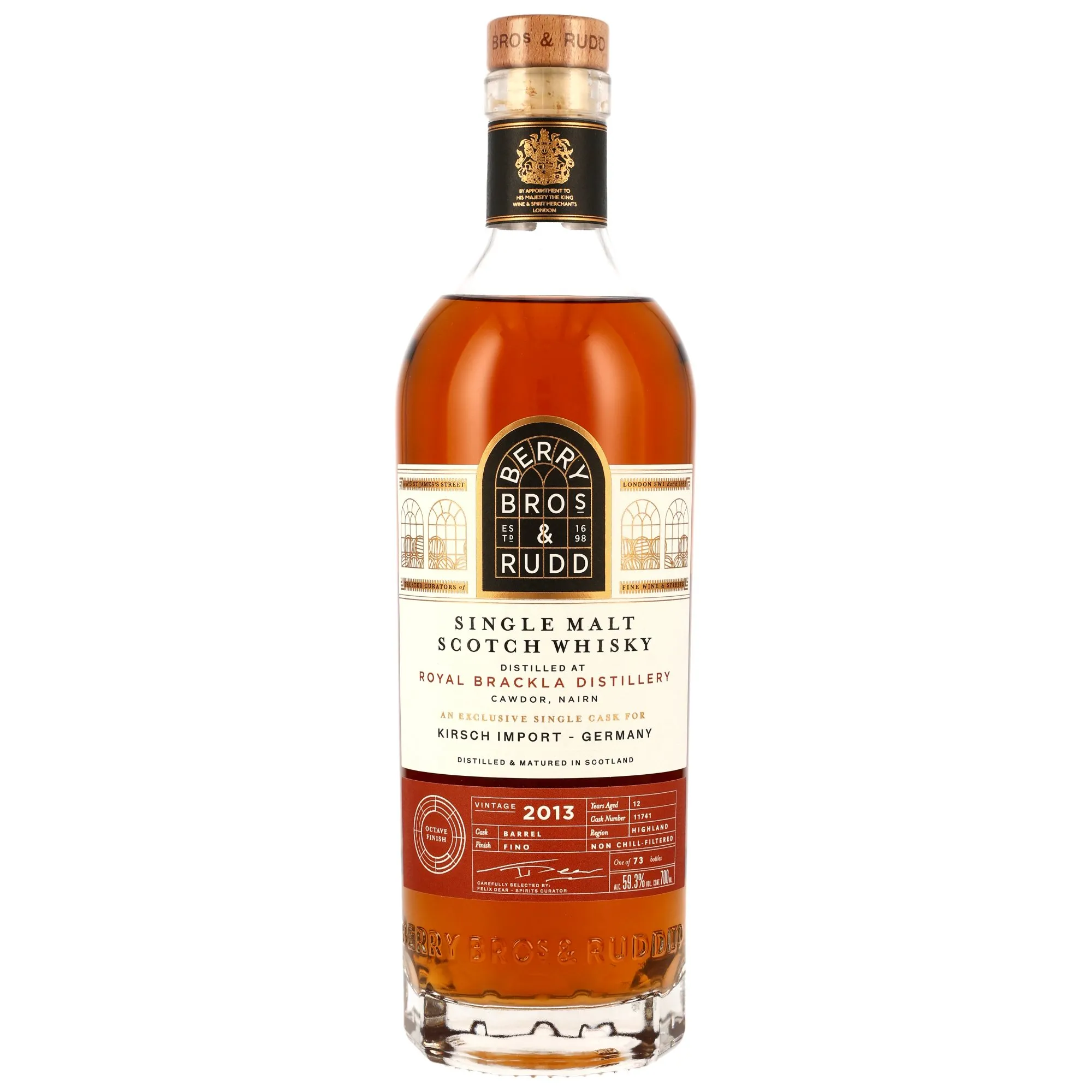 Royal Brackla 2013/2025 - 12 Jahre - Fino Cask Finish #11741 (Berry Bros. & Rudd) - Kirsch exclusive