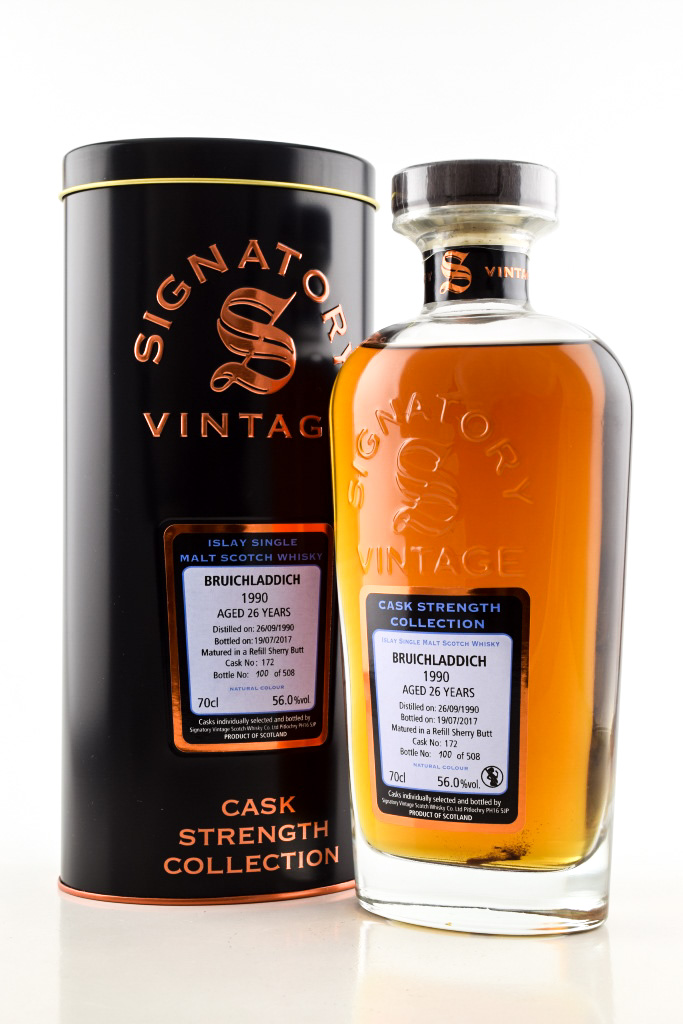 Bruichladdich 26 Year Old 1990/2017 Refill Sherry Butt #172 Signatory Cask Strength Coll. 56% vol. 0,7l