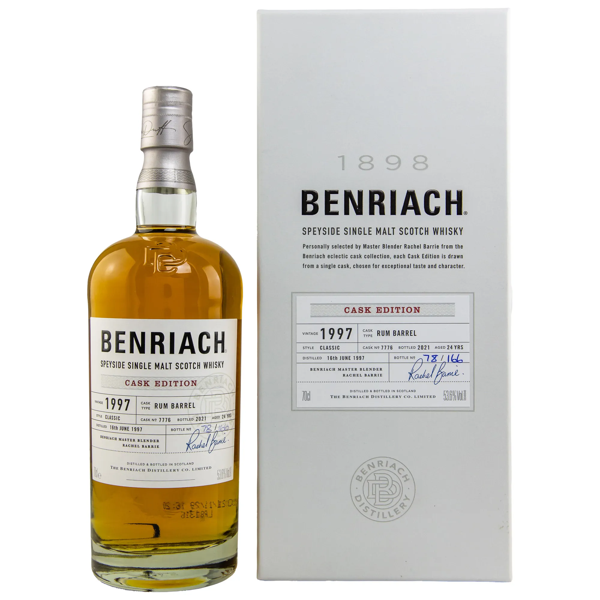Benriach Cask Edition 24 Year Old, Rum Barrel Cask, Cask #7776, 2021, 53.6%