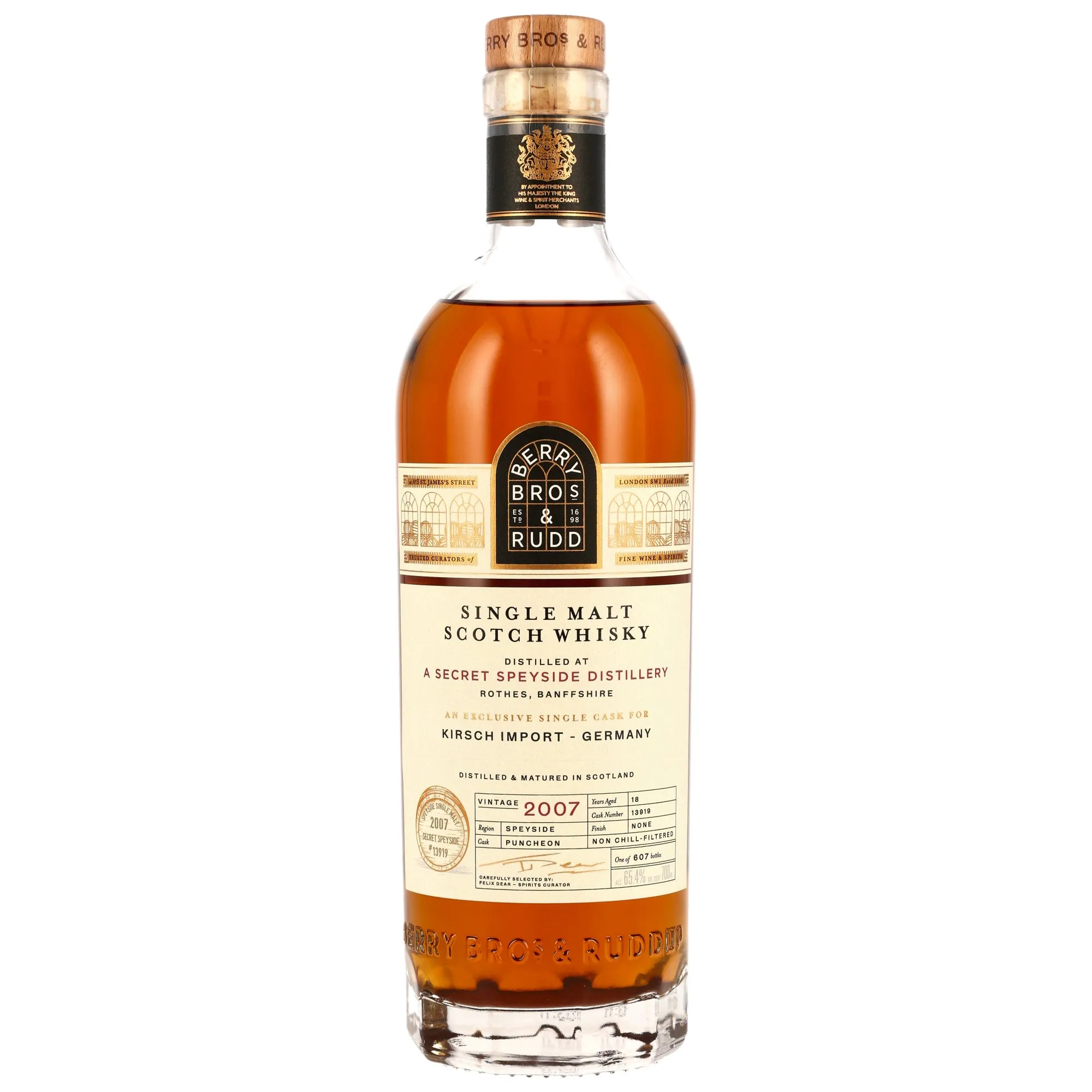 Secret Speyside Cloudy Bottling 18 Year Old, Puncheon Cask, Cask #13919, 2007, Berry Bros. & Rudd, 65.4%
