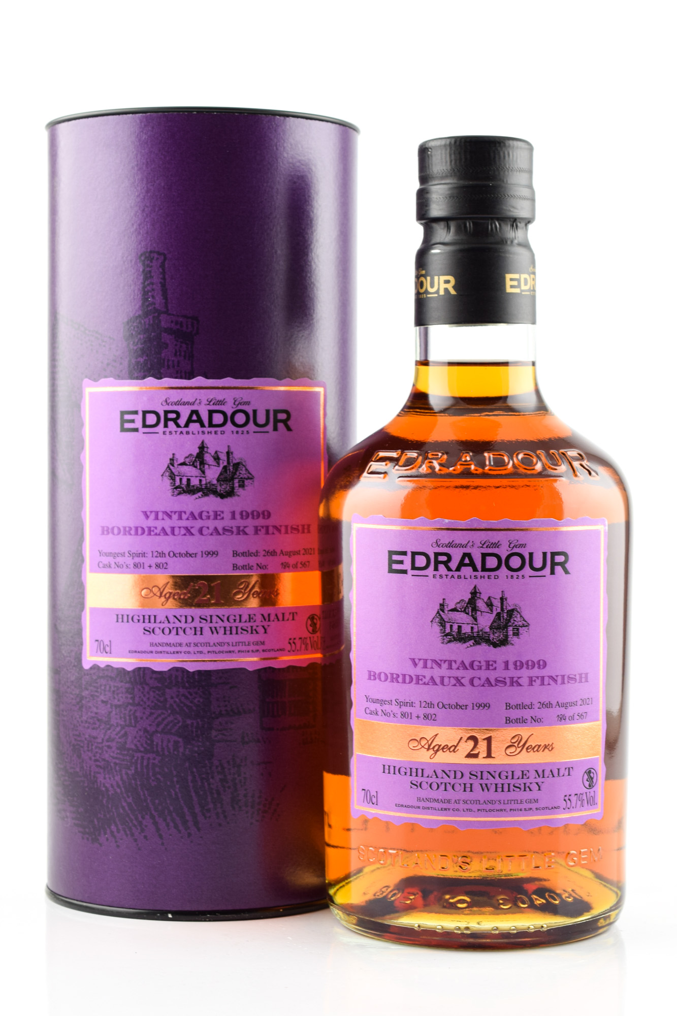 Edradour 21 year old 1999/2021 Bordeaux Cask #801 & #802 Finish 55,7%vol. 0,7l