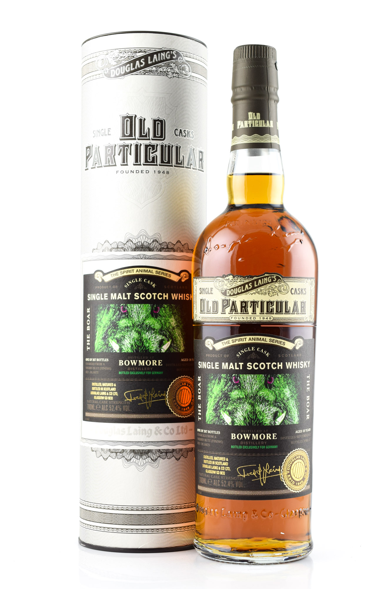 Bowmore 18 Jahre "The Spirit Animal Series" Douglas Laing "Old Particular" 52,4%vol. 0,7l