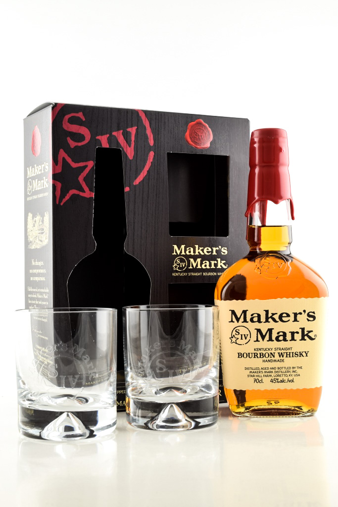 Maker's Mark Kentucky Straight 45% vol. 0.7l with two glasses Maker's Mark Kentucky Straight 45% vol. 0.7l with two glasses