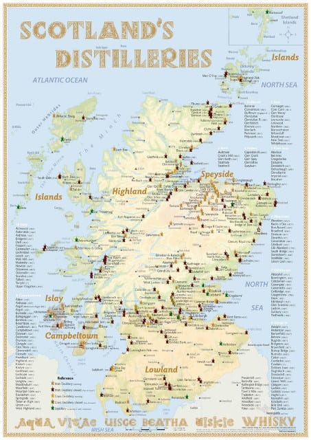 Scotland's Distilleries - Map 60x42cm rK