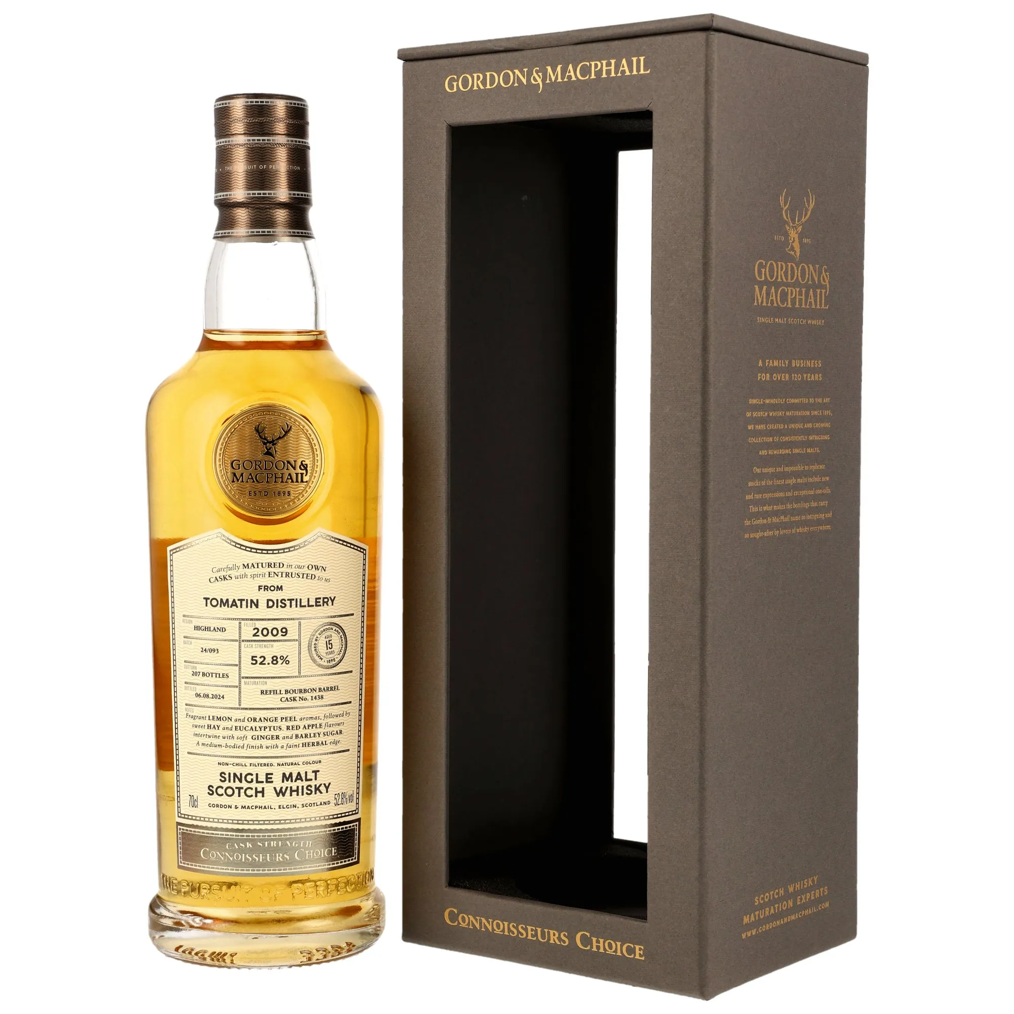 Tomatin Connoisseurs Choice 15 Year Old, Refill Bourbon Barrel Cask, Cask #1438, 2009, Gordon & MacPhail, 52.8%