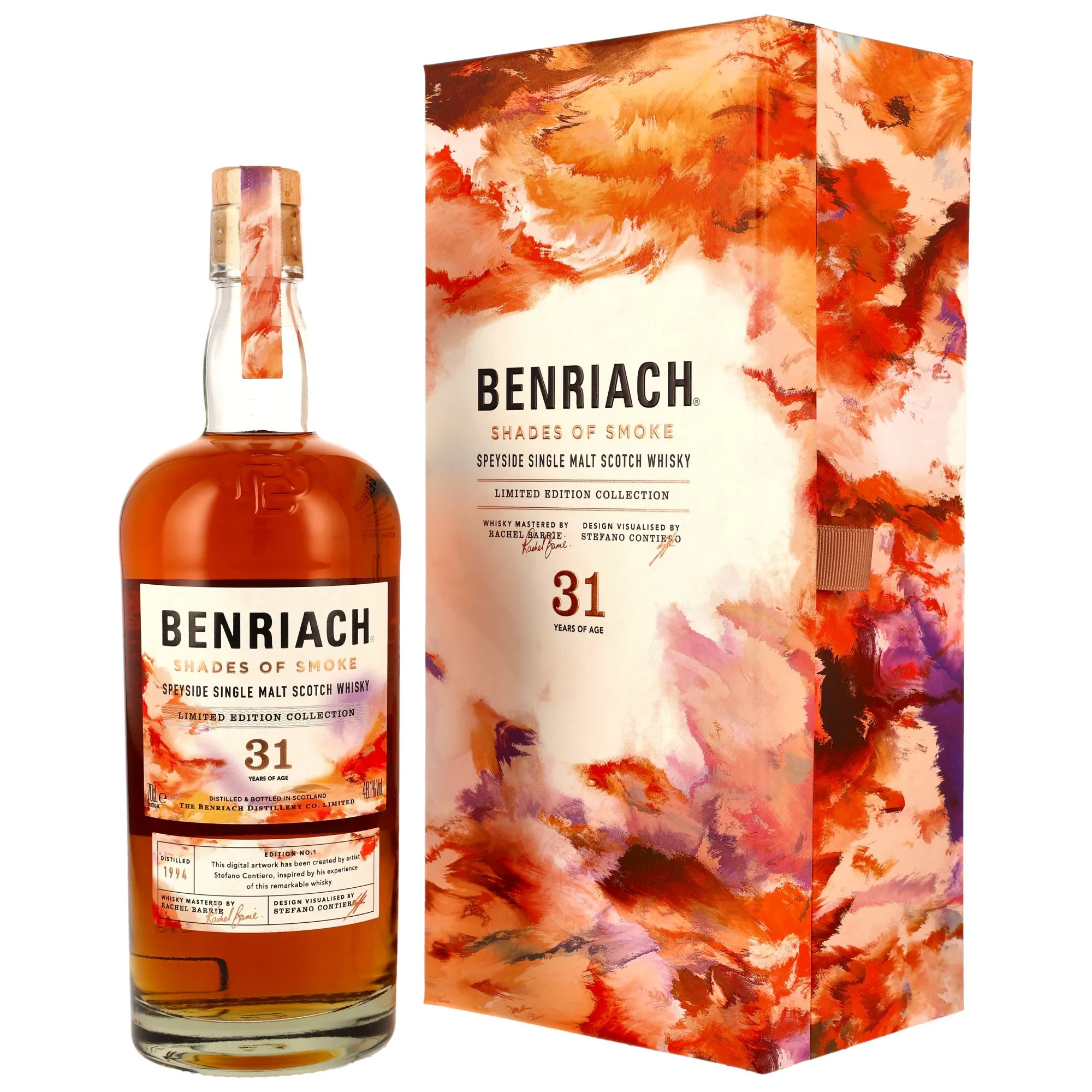 Benriach Shades of Smoke Edition No. 1 31 Year Old, Bourbon, Pedro Ximénez, Oloroso, Marsala & Virgin Oak Cask, Batch No. 1, 2025, 48.1%