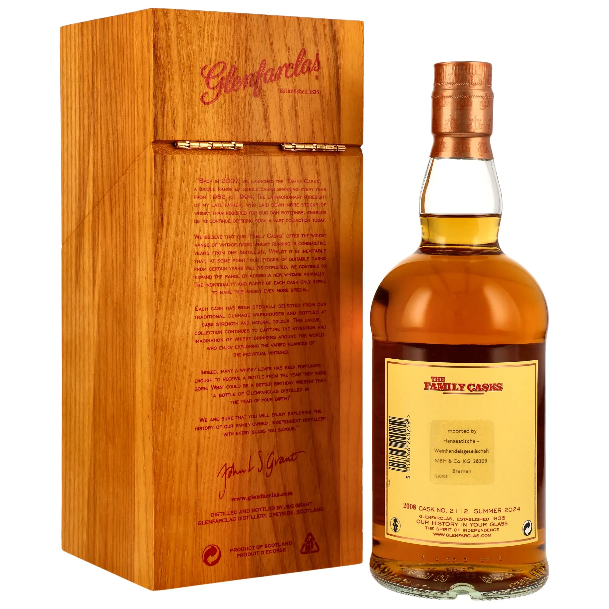 Glenfarclas 2008/2024 - Family Casks - Plain Butt #2112 - Summer 2024