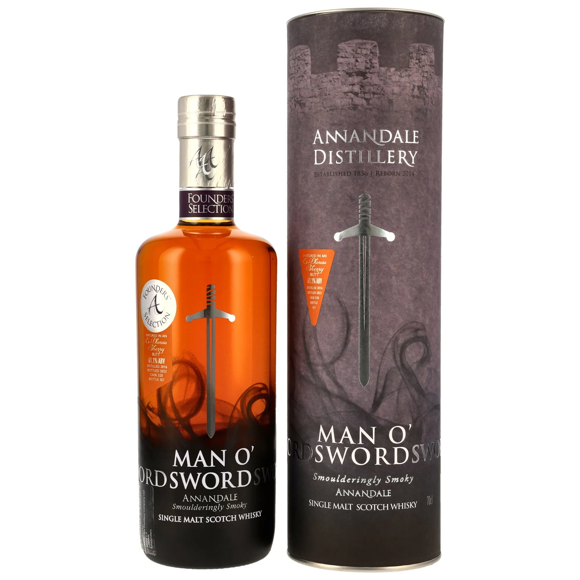 Annandale Man O' Sword Founders Selection 7 Year Old, Oloroso Sherry Butt, Cask #520, 2023, 61.1%