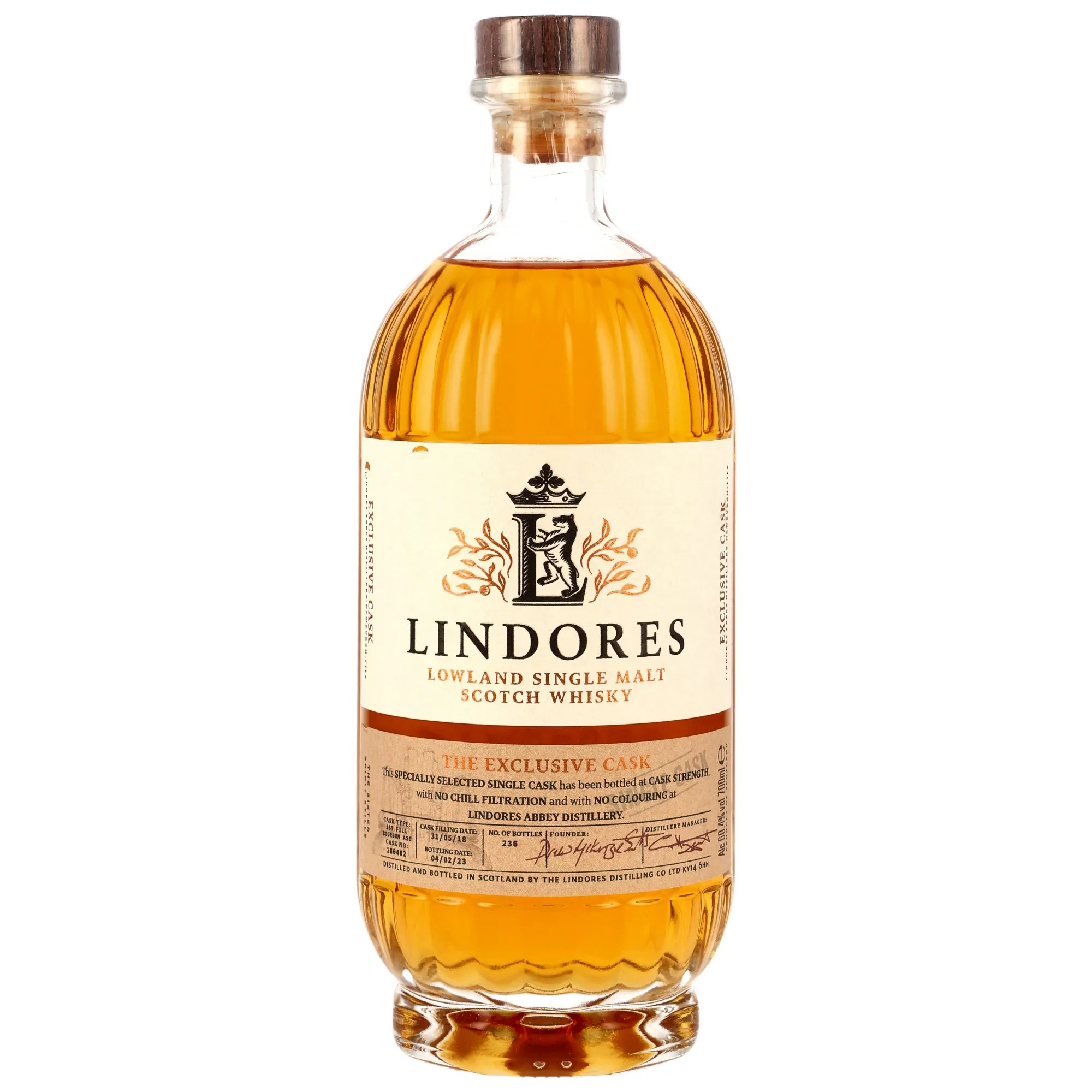 Lindores The Exclusive Cask #4 Year Old, Bourbon Cask, Cask #180402, 2023, 60.4%