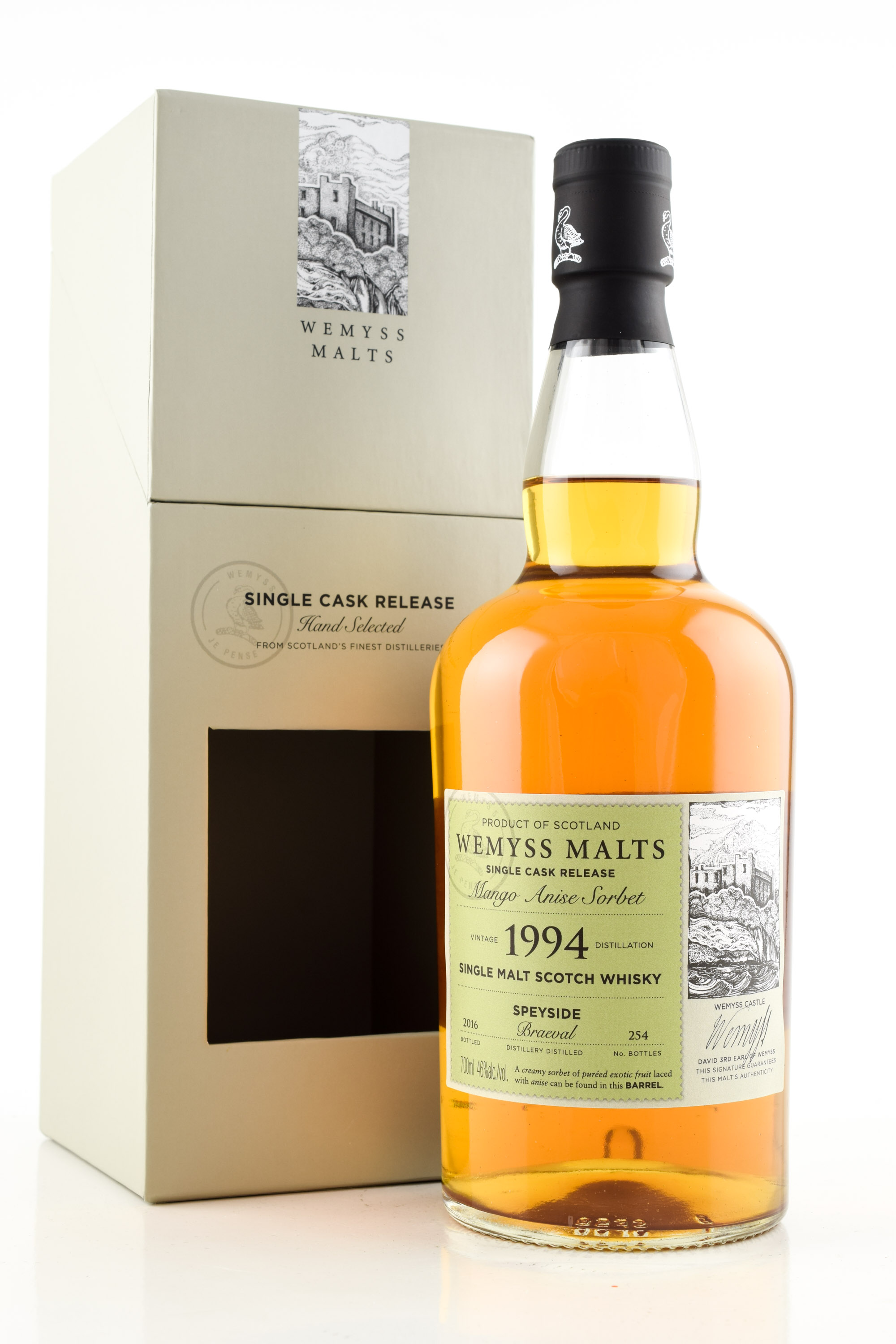 "Mango Anise sorbet" 1994/2016 Bourbon Barrel Braeval Wemyss Malts 46% vol. 0,7l