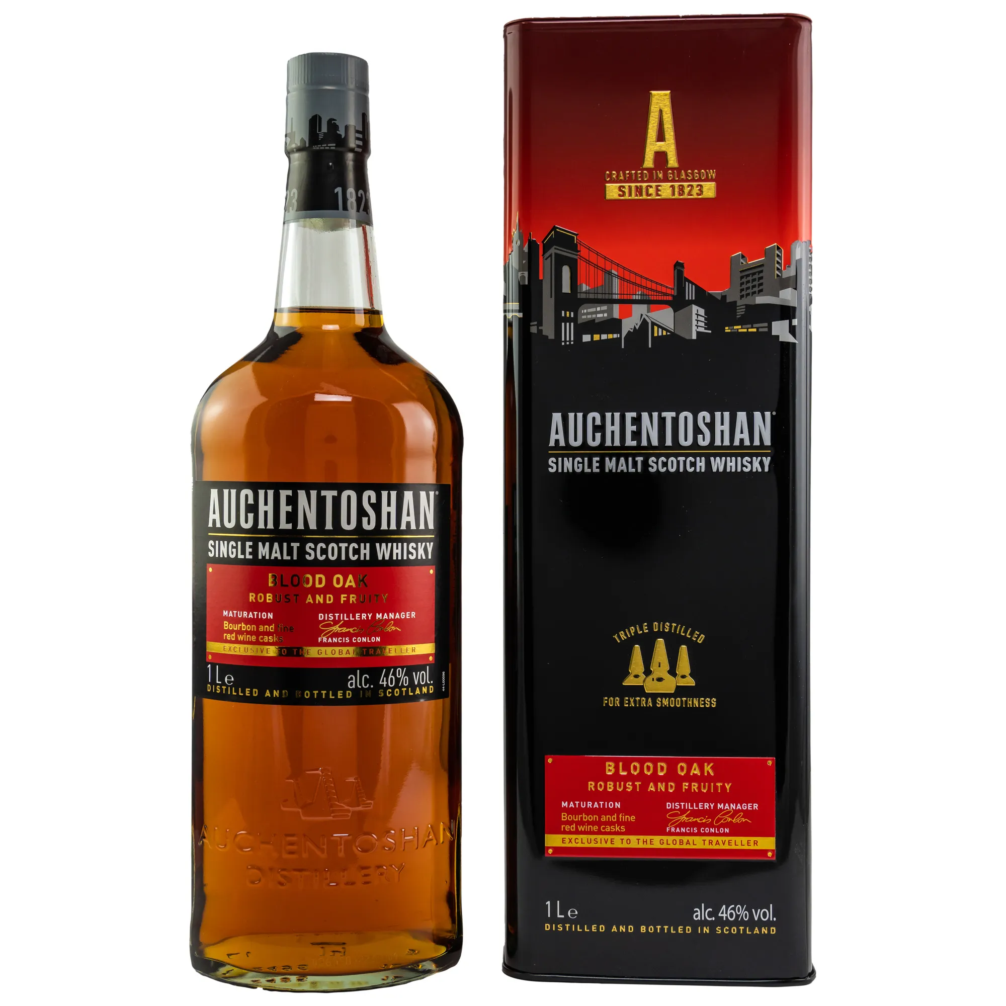 Auchentoshan Blood Oak, Bourbon & Red Wine & PX Sherry Cask, 46%