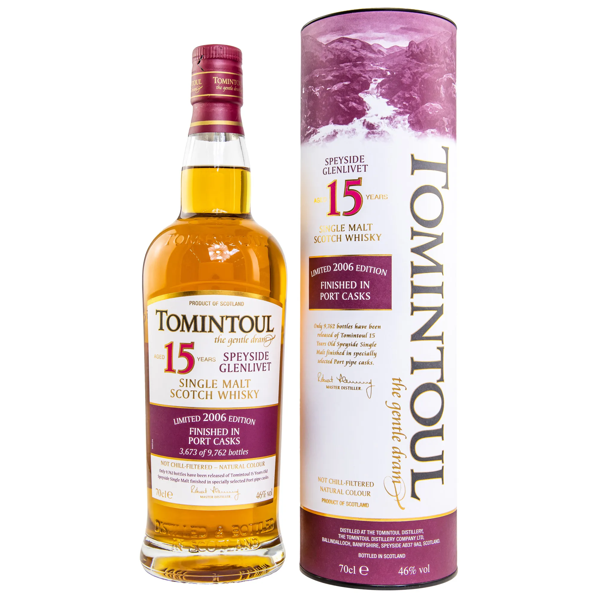 Tomintoul 15 Year Old Port Cask Finish, Bourbon & Port Cask, 2021, 46%