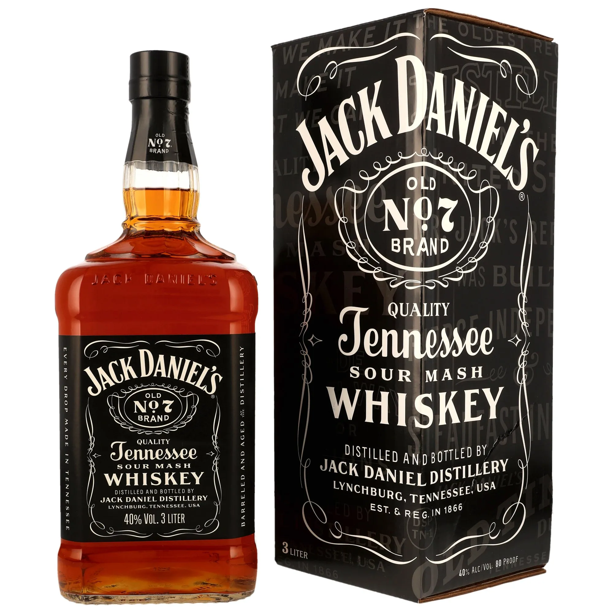Jack Daniel's Old No. 7 Tennessee Sour Mash Whiskey, New Charred Oak Cask, 40%