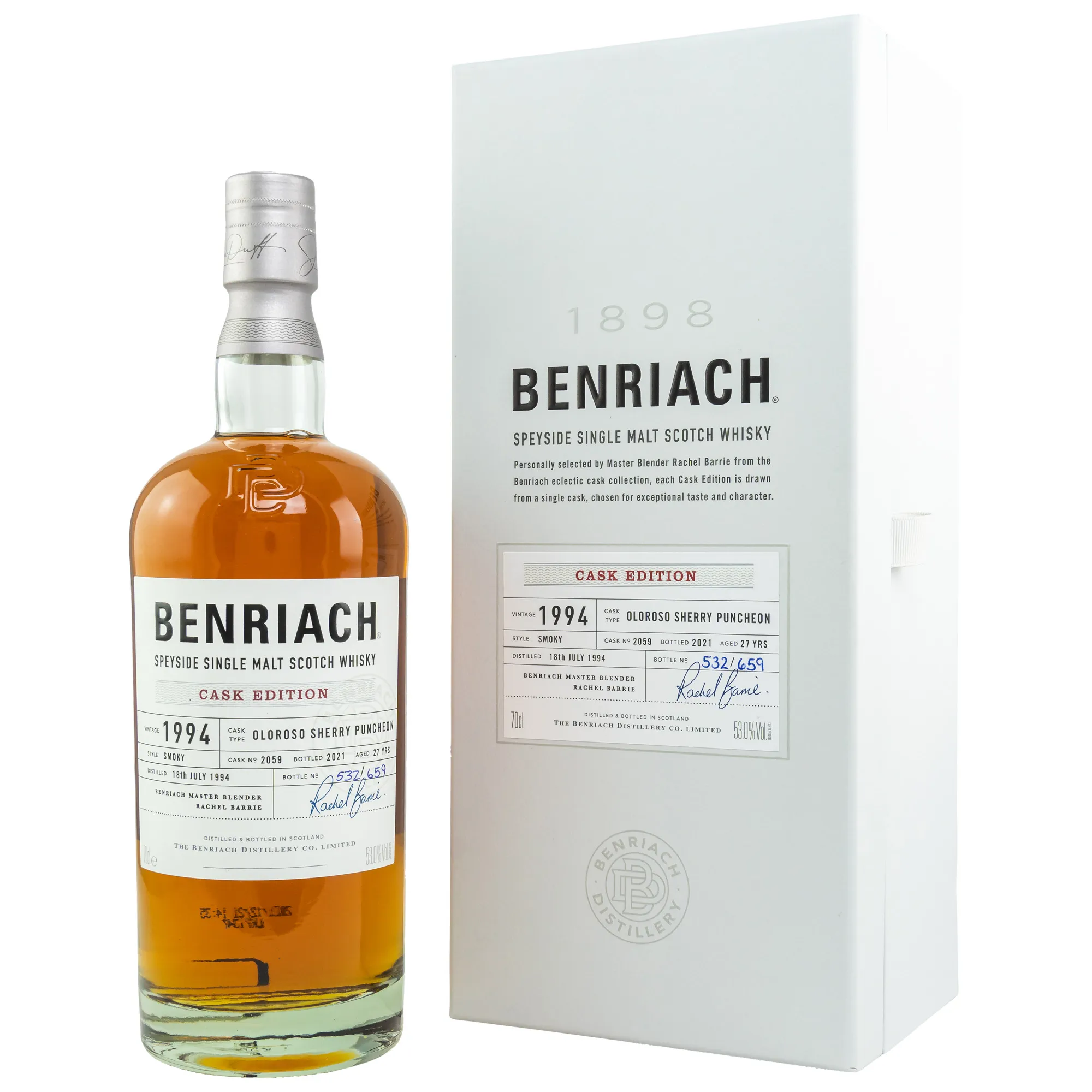 Benriach Cask Edition 27 Year Old, Oloroso Sherry Puncheon Cask, Cask #2059, Batch No. 18, 2021, 53%