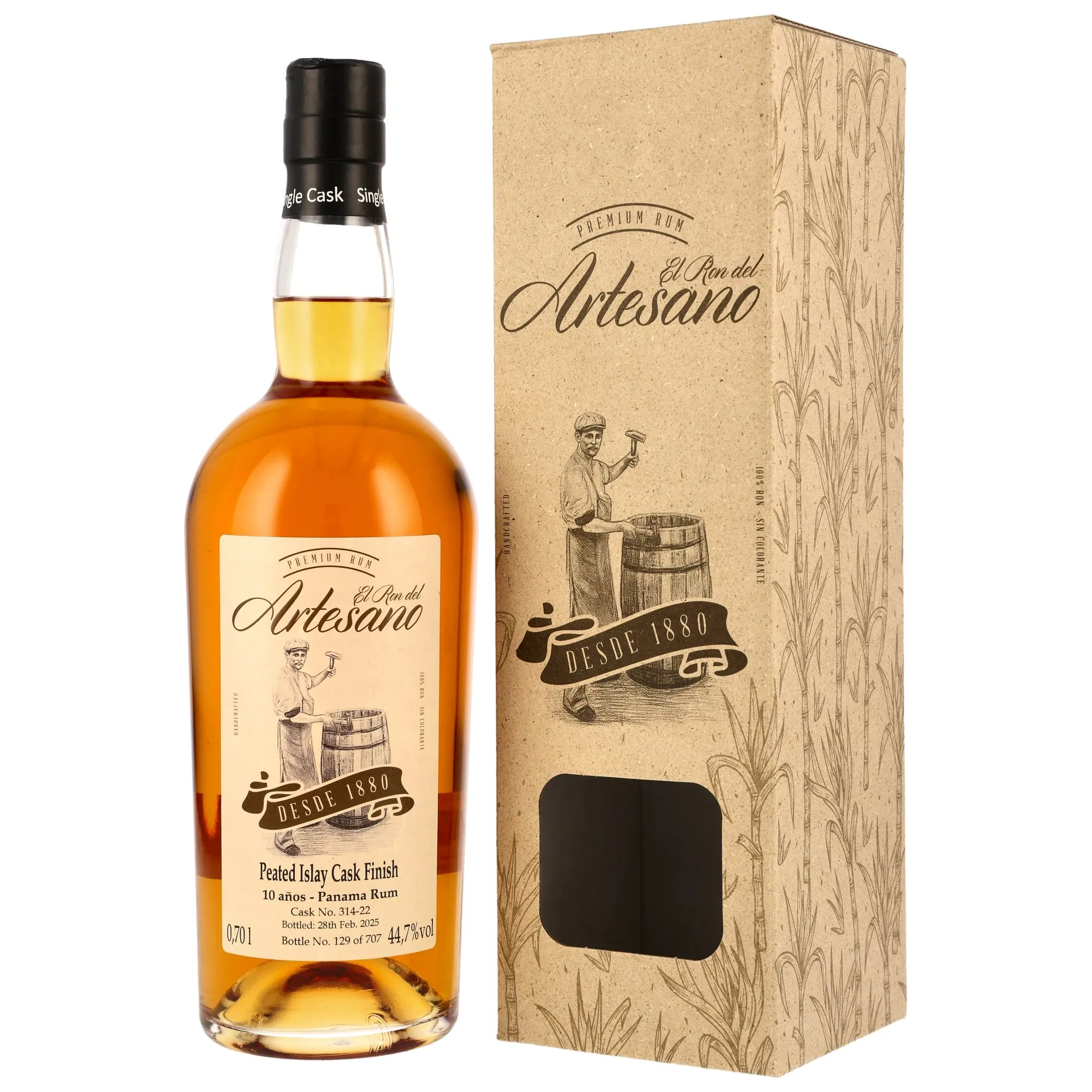 Ron Artesano Rum 10 Year Old Peated Islay Cask Finish #314-22
