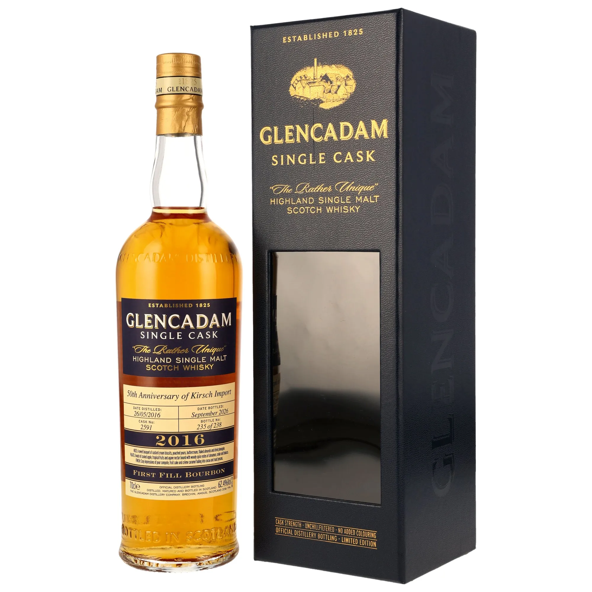 Glencadam 2016/2026 - 10 Year Old - 1st Fill Bourbon Cask #2591 - 50th Anniversary Kirsch Import