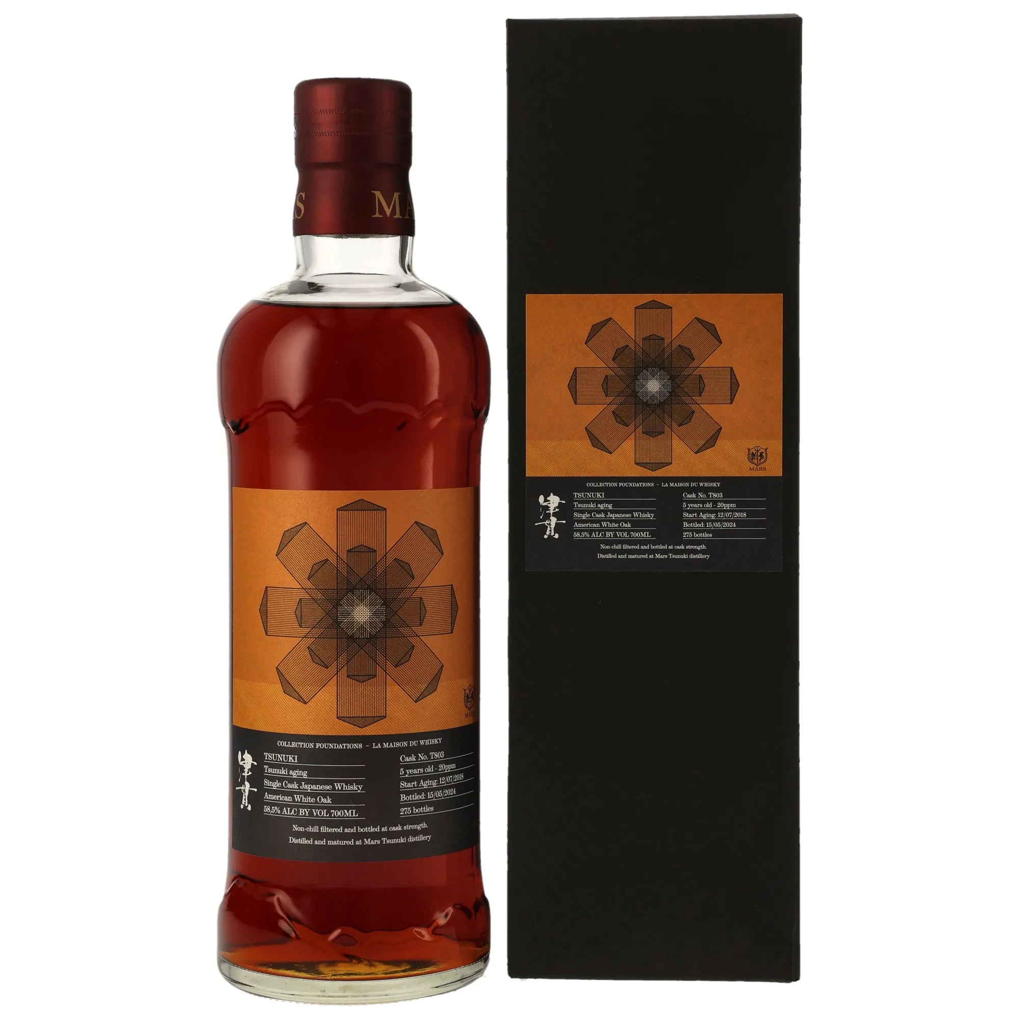Mars Tsunuki Foundations 5 Year Old, Bourbon Refill Hogshead Cask, Cask #T803, 2018, La Maison Du Whisky, 58.5%