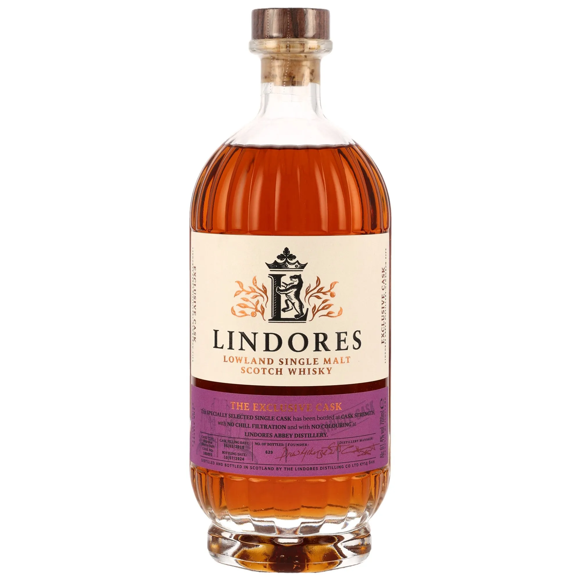 Lindores Abbey The Exclusive Cask 6 Year Old, Oloroso Sherry Butt Cask, Cask #180093, 2024, 61.4%
