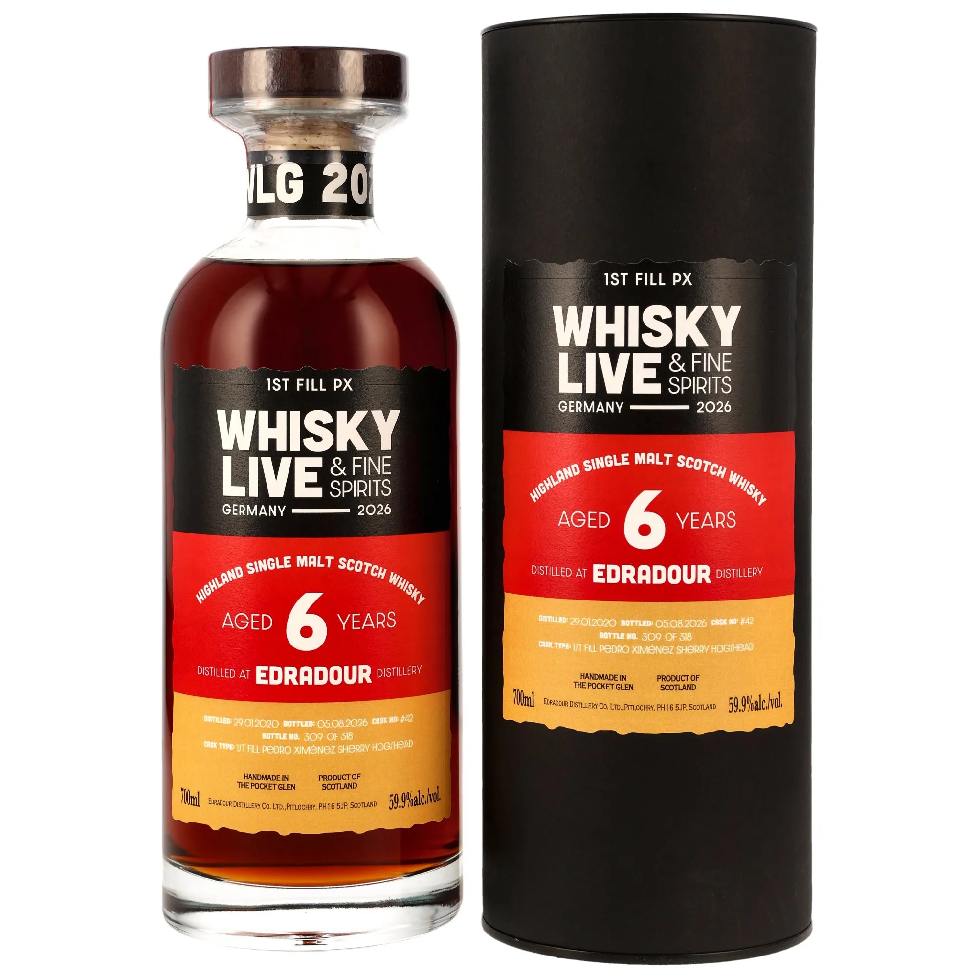 Edradour 2020/2026 - 6 Year Old - 1st Fill PX Hogshead #42 - Whisky Live Germany 2026