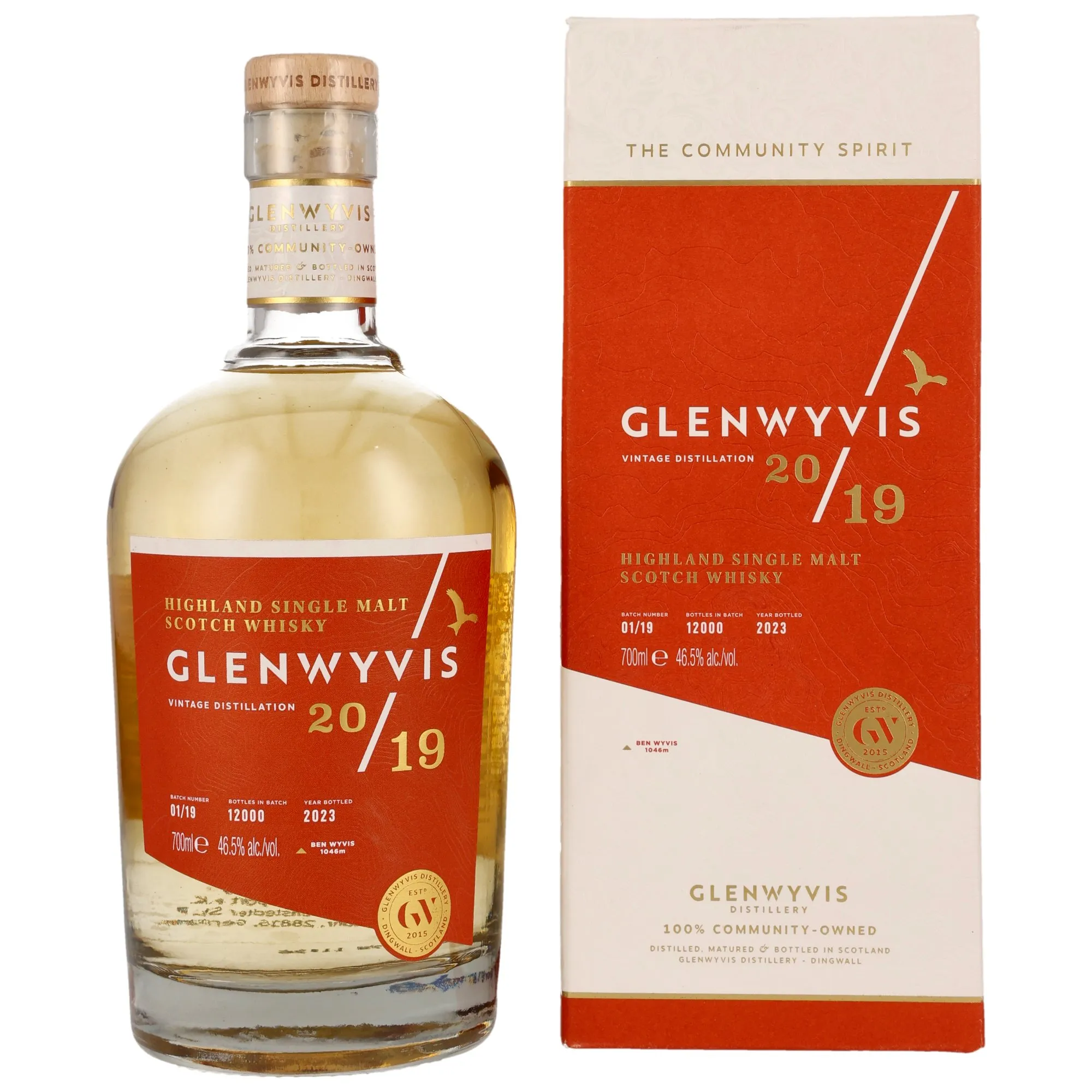 Glenwyvis Vintage Distillation 20/19 3 Year Old, Bourbon & Specialty Wine Cask, Batch No. 01/19, 2023, 46.5%
