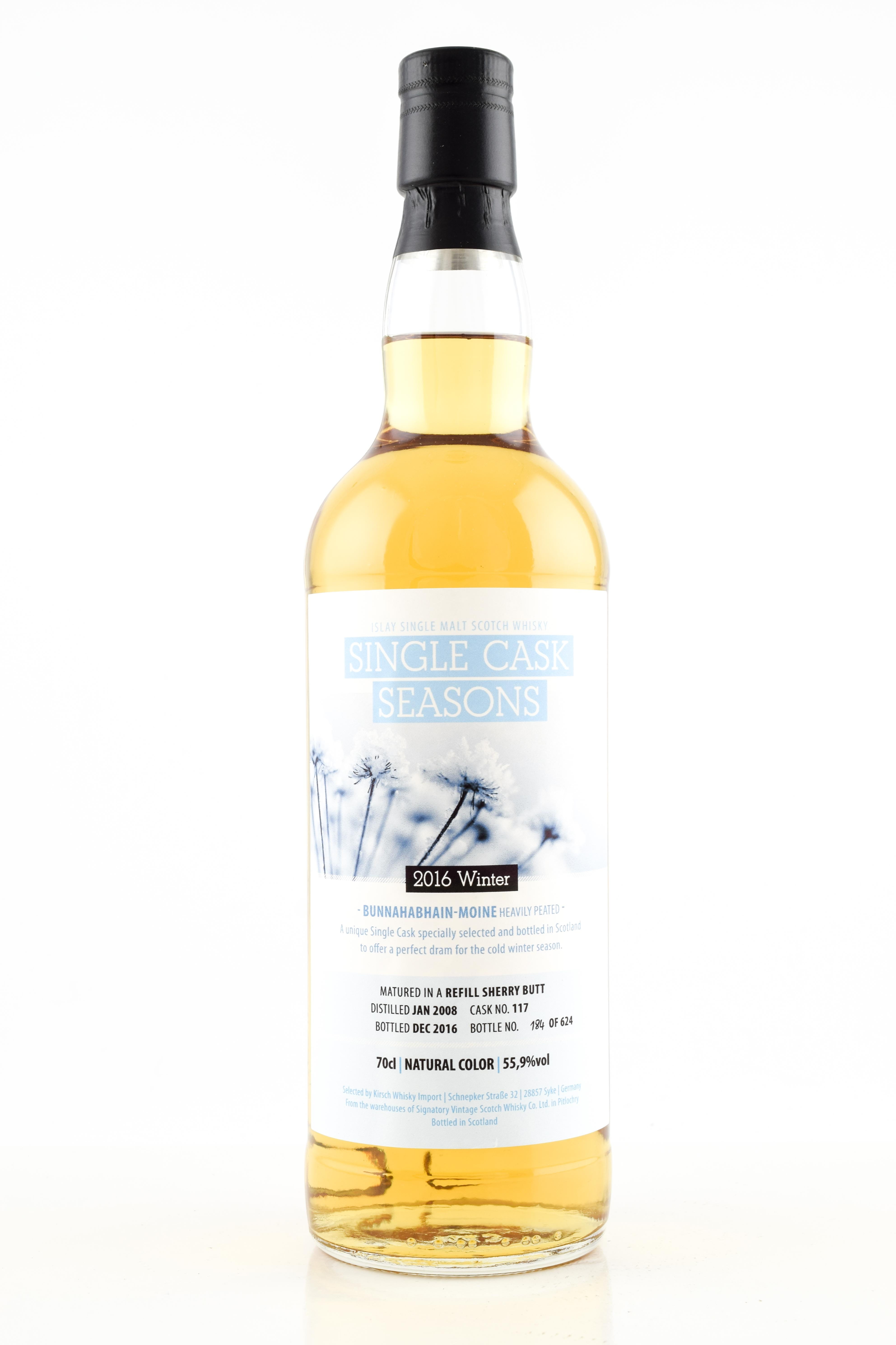 Bunnahabhain Moine eight Year Old Refill Sherry Butt Single Cask Seasons Signatory 55.9% vol. 0,7l