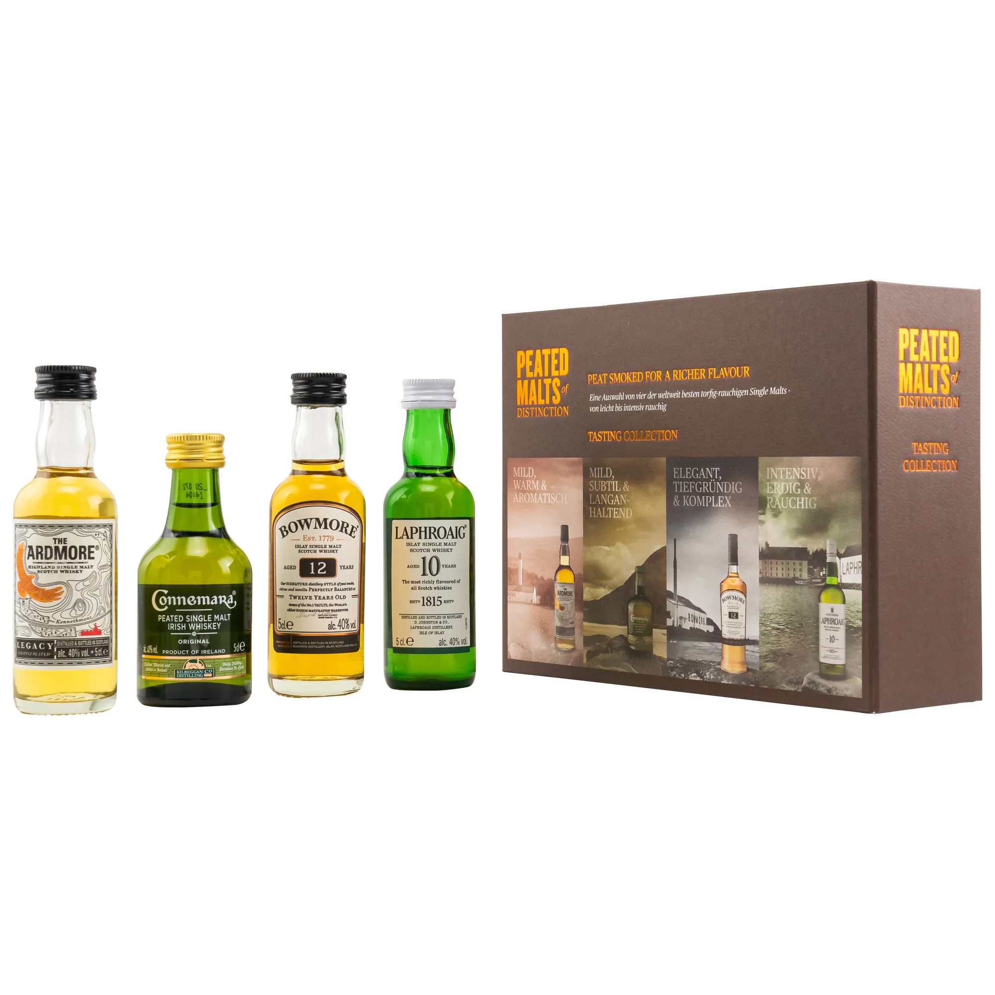 Peated Malts of Distinction 4x0,05 (Ardmore Legacy / Connemara / Bowmore 12 Year Old/ Laphroaig 10y)