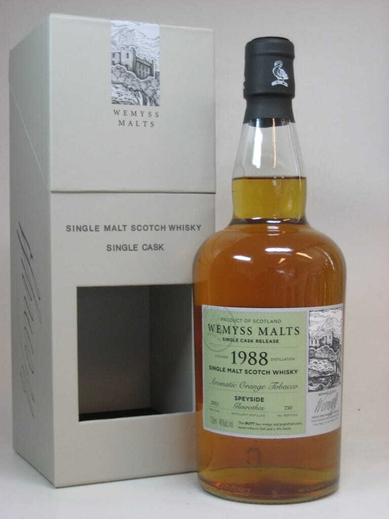 "Aromatic Orange Tobacco" 1988/2013 Single Cask Glenrothes Wemyss Malts 46%vol. 0,7l