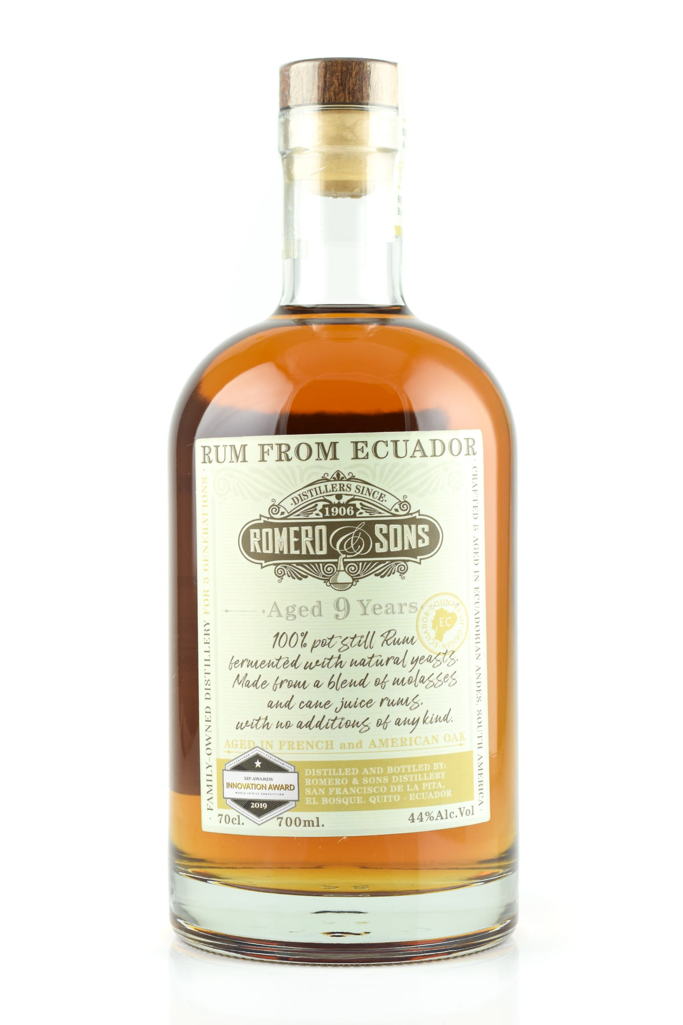 Romero & Sons 9 Jahre Pot Still Rum 44%vol. 0,7l Romero & Sons 9 Jahre Pot Still Rum 44%vol. 0,7l