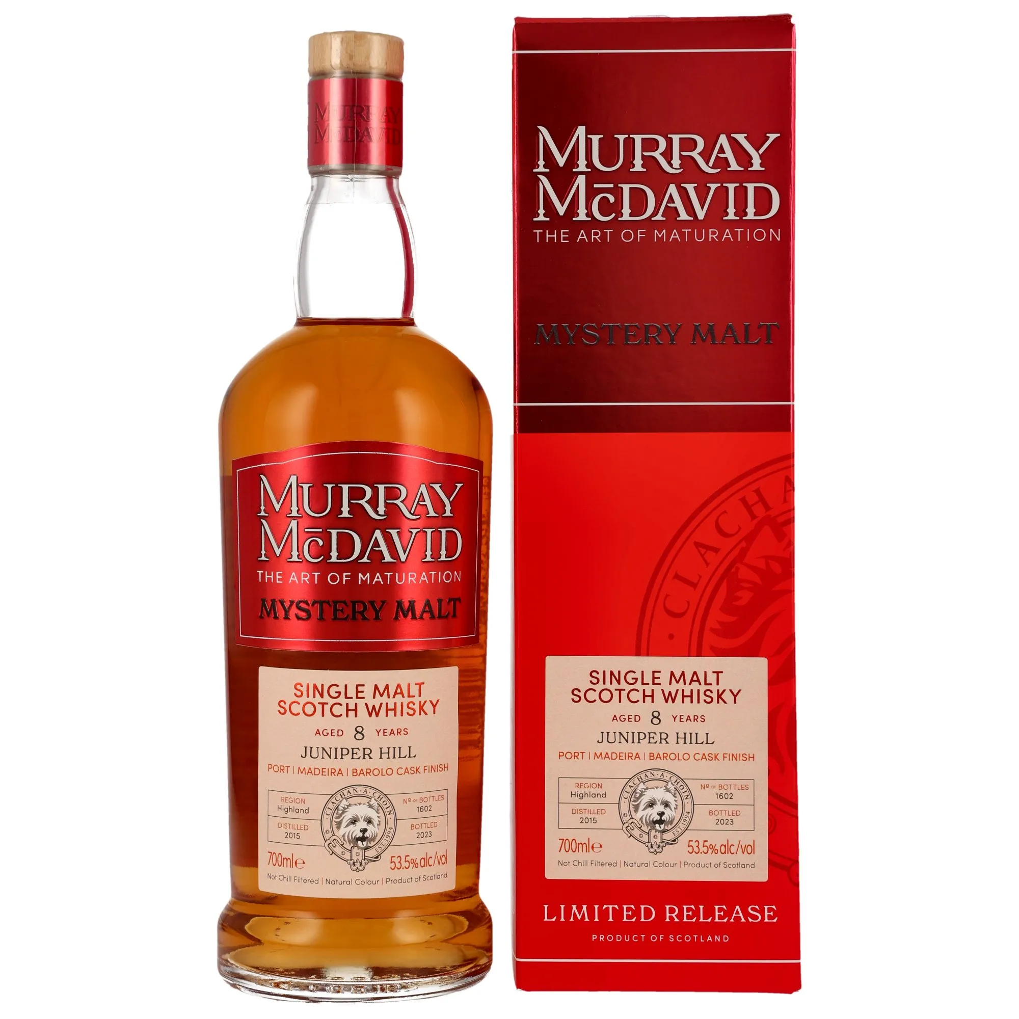 Murray McDavid Mystery Malt Juniper Hill 8 Year Old, Port, Madeira & Barolo Cask, 2015, Murray McDavid, 53.5%