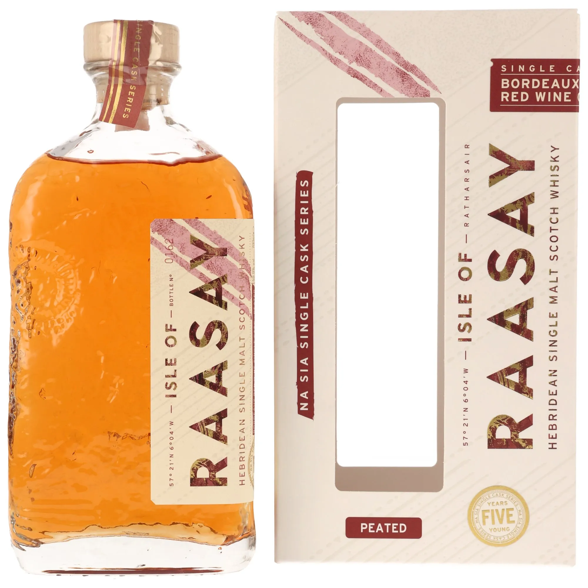 Isle of Raasay Na Sia Single Cask Series 5 Year Old, Bordeaux Red Wine Cask, Cask #18/721, 2024, 59.9%