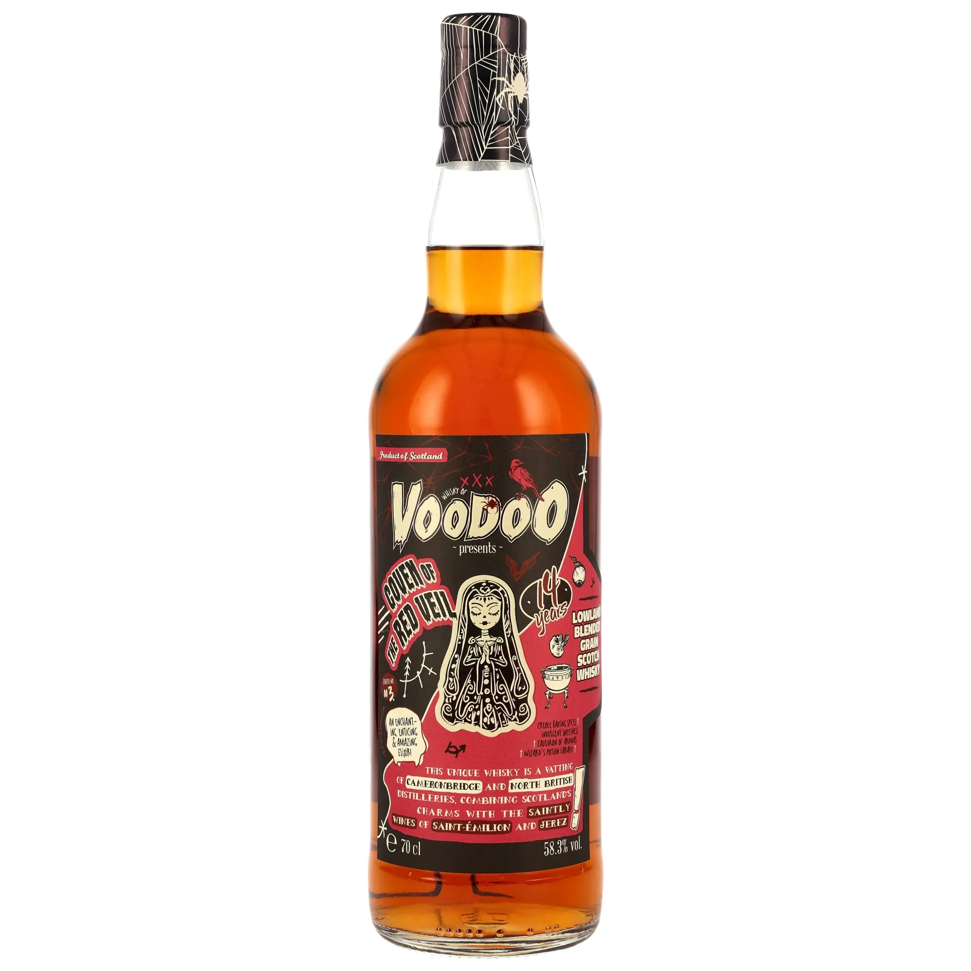 North British & Cameronbridge Whisky of Voodoo Coven of the Red Veil 14 Year Old, Red Wine & Sherry Cask, Batch No. 3, Brave New Spirits, 58.3%