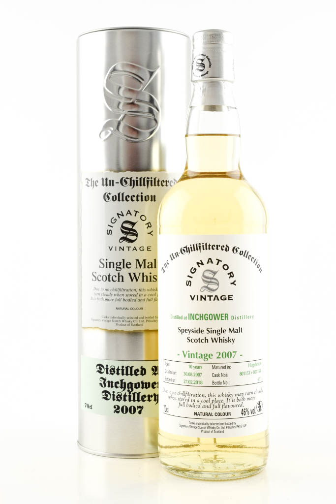 *Inchgower 10 Jahre 2007/2018 Hogsheads #801153 & #801154 Un-Chillfiltered Signatory 46%vol. 0,7l -