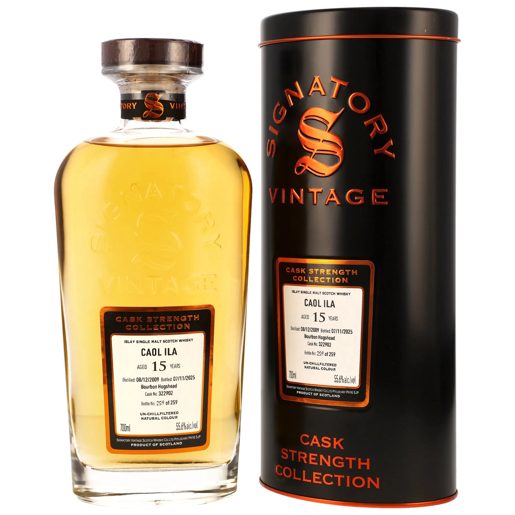 Caol Ila Cask Strength Collection 15 Year Old, Bourbon Hogshead Cask, Cask #322902, 2009, Signatory Vintage, 55.6%