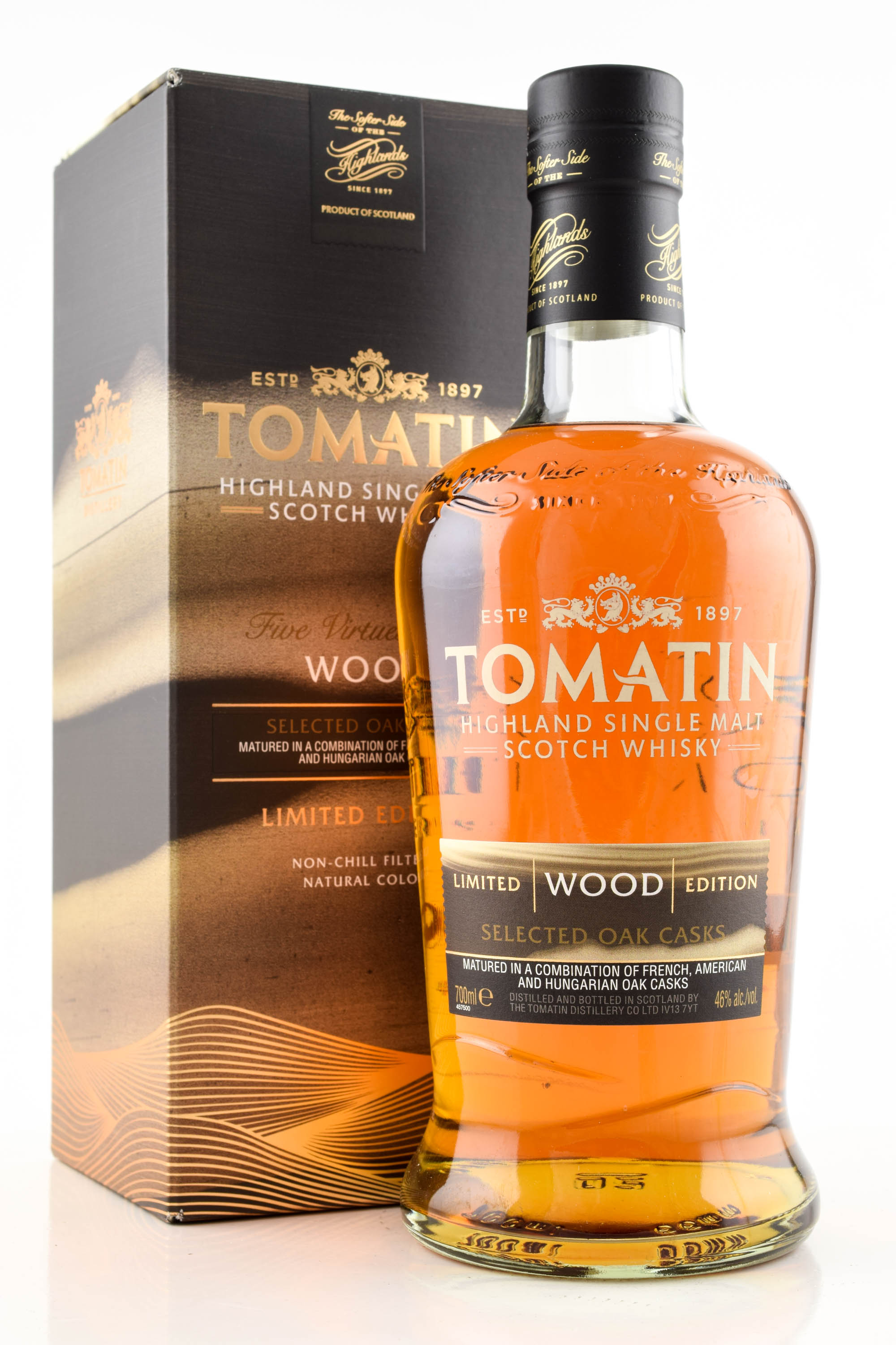 Tomatin Five Virtues Wood 46% vol. 0,7l Tomatin Five Virtues Wood 46% vol. 0,7l