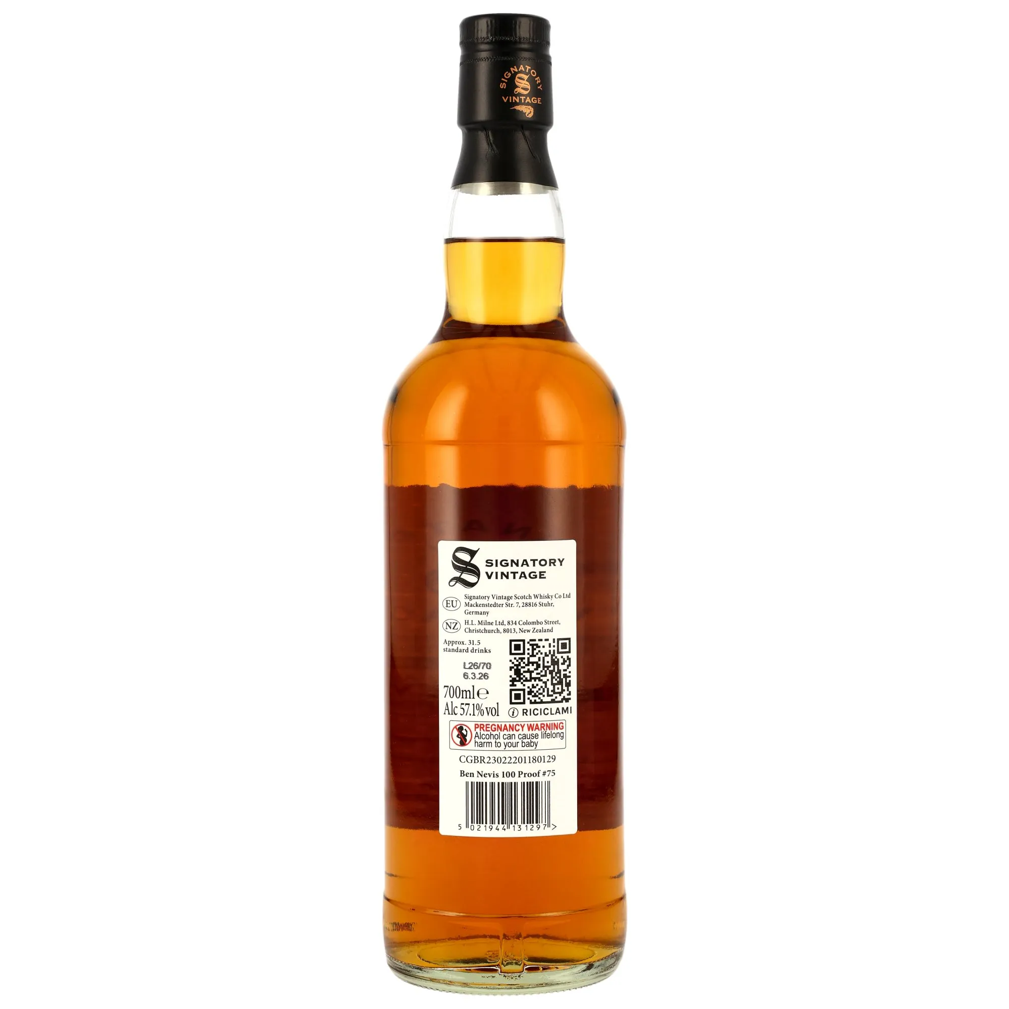 Ben Nevis Heavily Peated 2019/2026 - 7 Jahre - 2nd Fill Oloroso Sherry Butts - Signatory 100 PROOF Edition #75